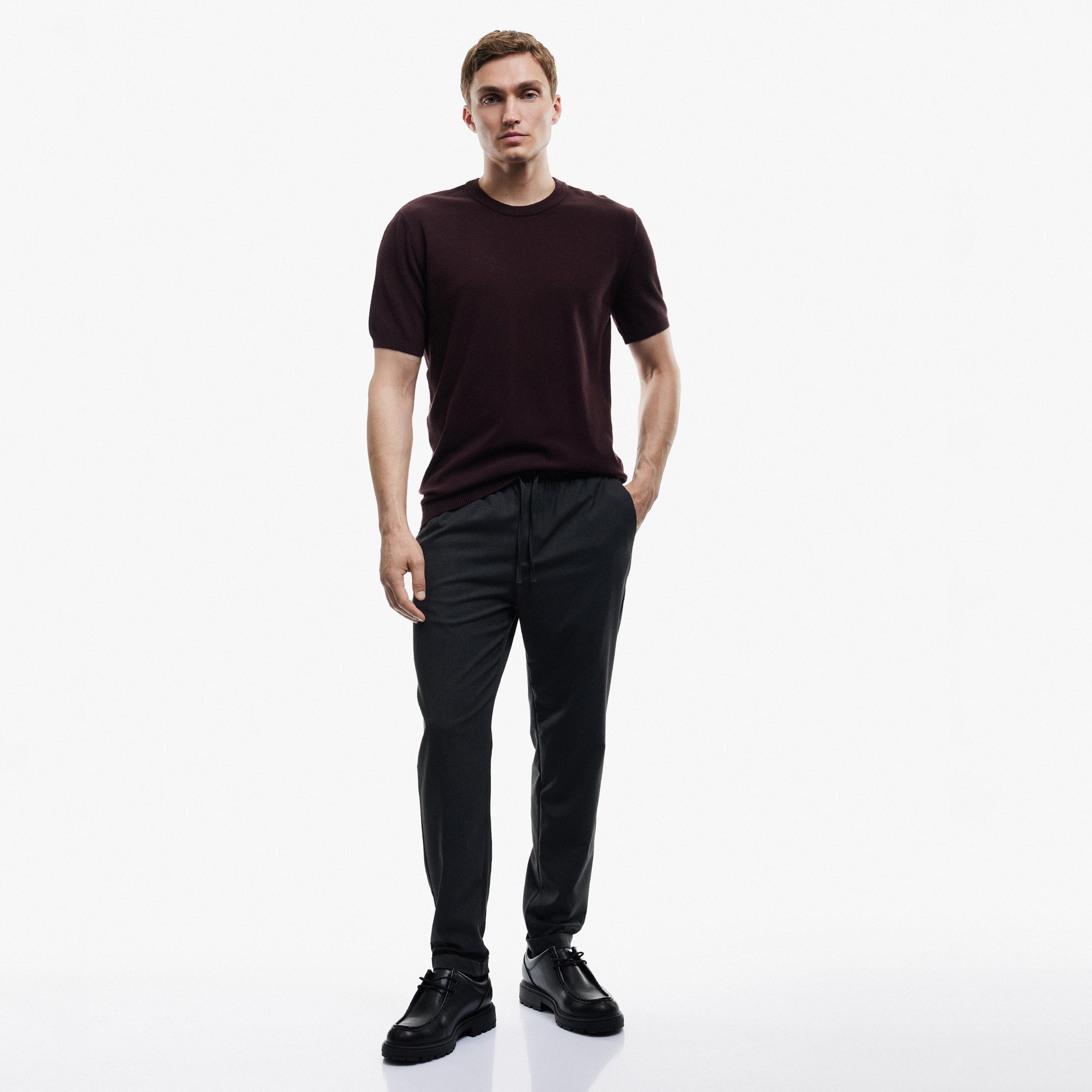 KOTON Slim Fit Mid-Rise Drawstring Waist Men's Trousers-men-clothing-bottoms-trousersandchinos-trousers-image-2