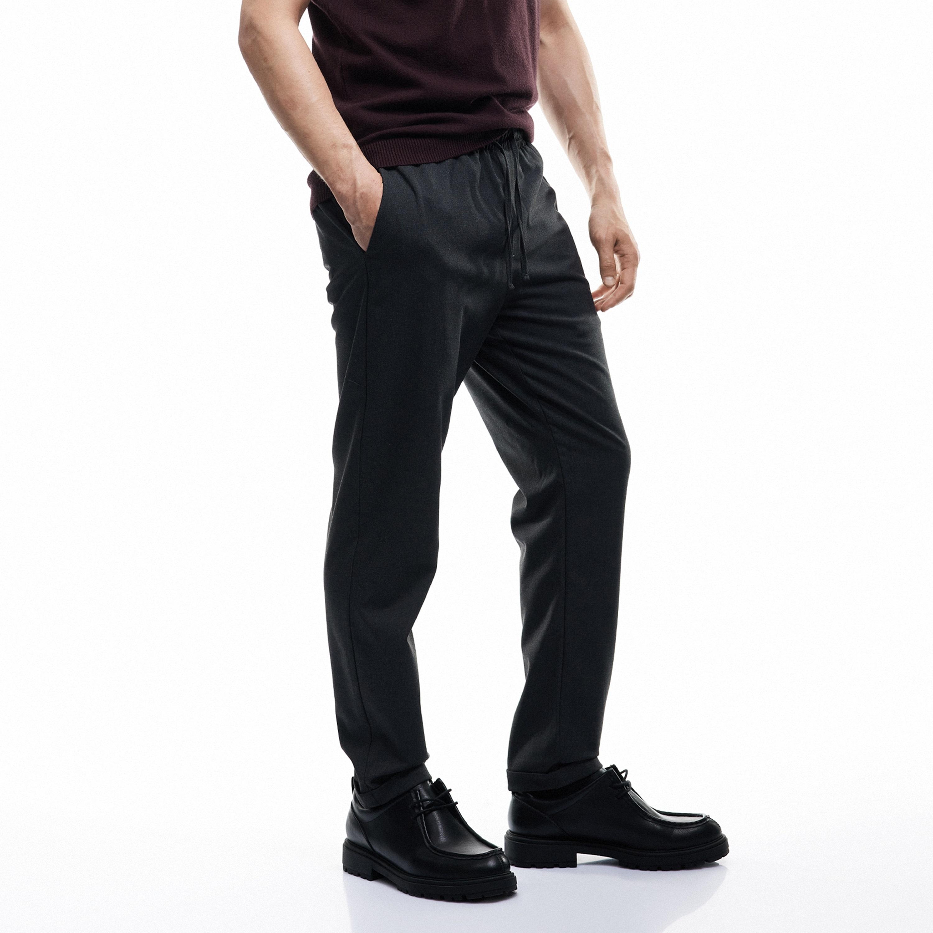 KOTON Slim Fit Mid-Rise Drawstring Waist Men's Trousers-men-clothing-bottoms-trousersandchinos-trousers-image-3