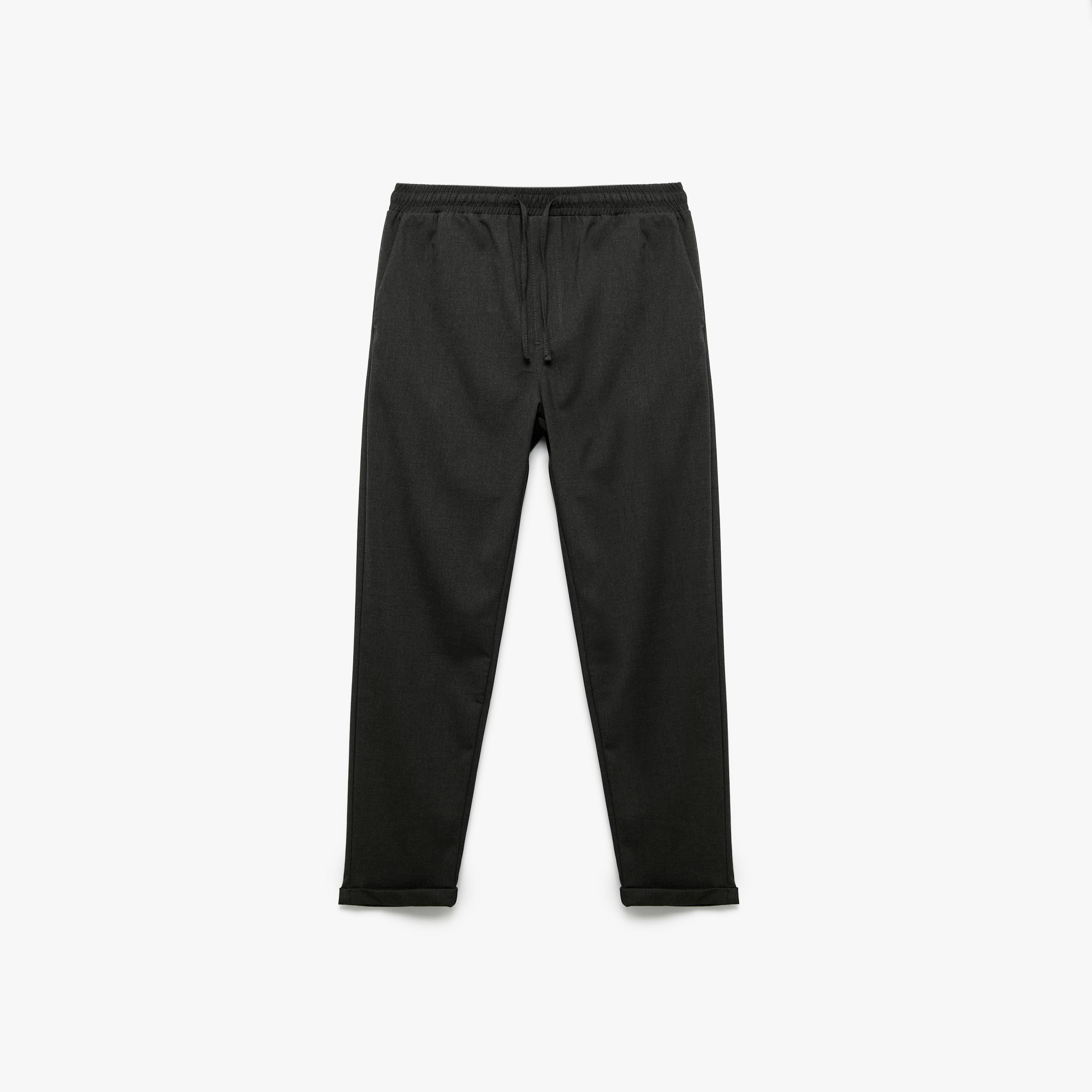 KOTON Slim Fit Mid-Rise Drawstring Waist Men's Trousers-men-clothing-bottoms-trousersandchinos-trousers-image-4