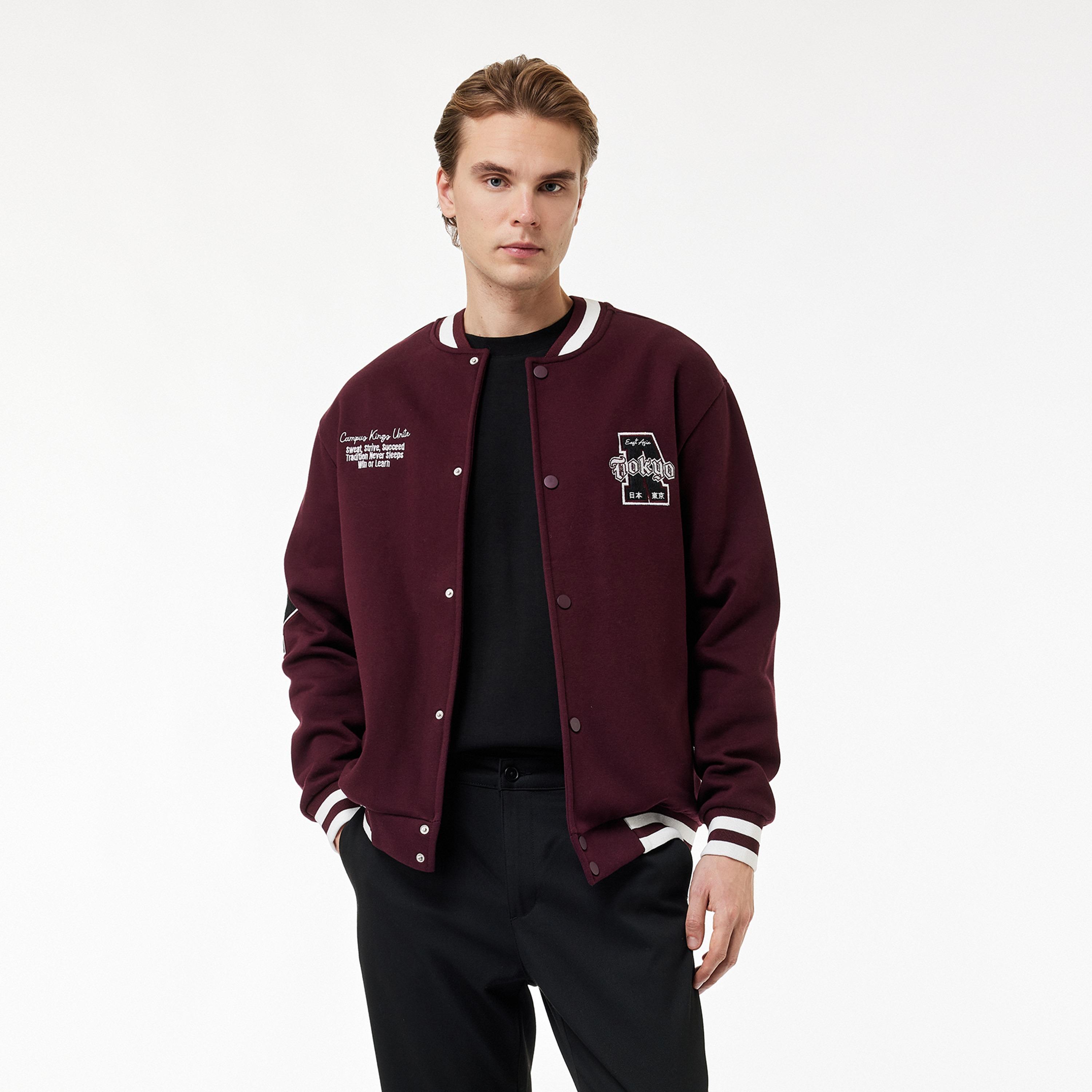 KOTON Text-Embroidered Collared Long Sleeves Men's Jacket-men-clothing-jacketsandblazers-jackets-image-1