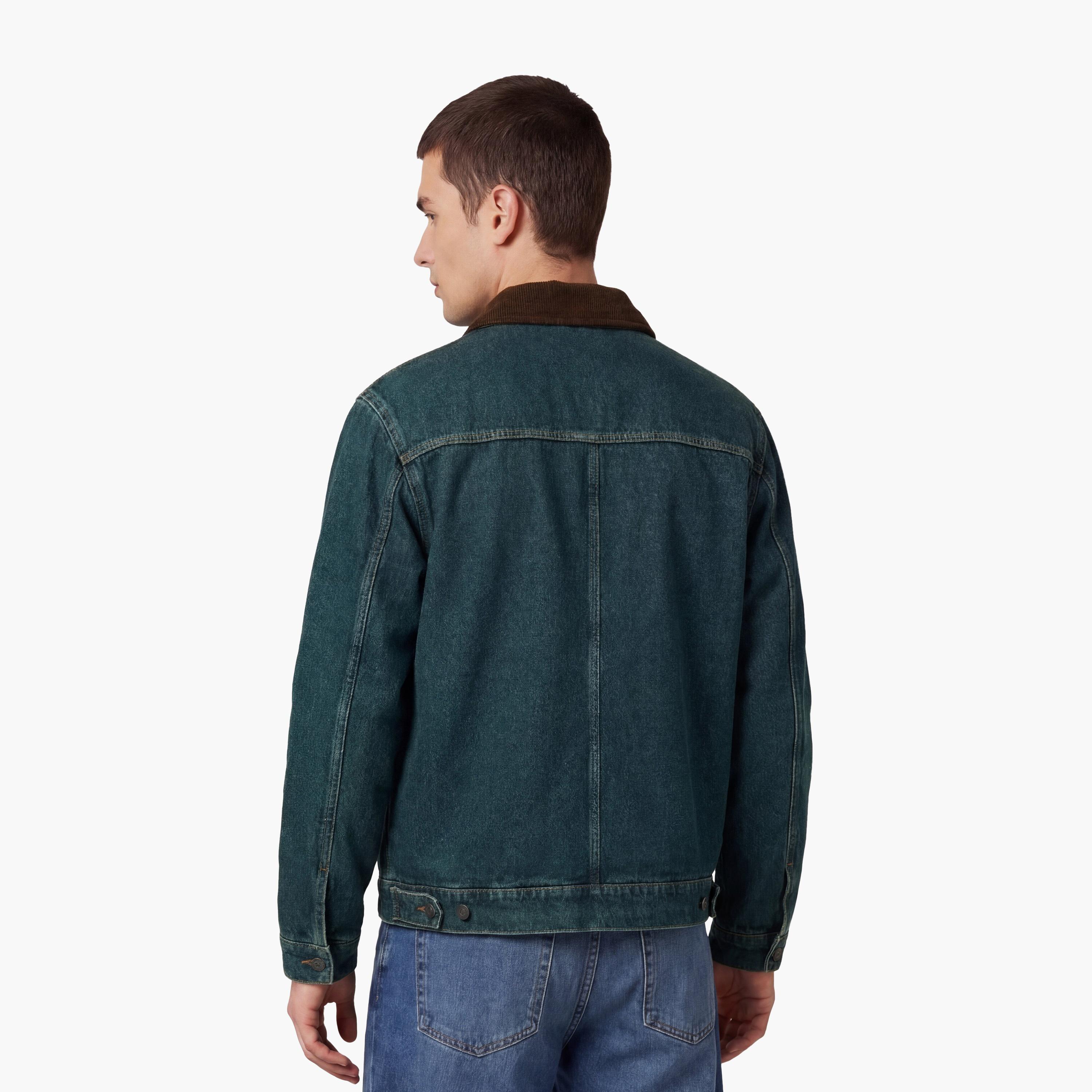 KOTON Plain Collared Long Sleeves Men's Denim Jacket-men-clothing-jacketsandblazers-jackets-image-4