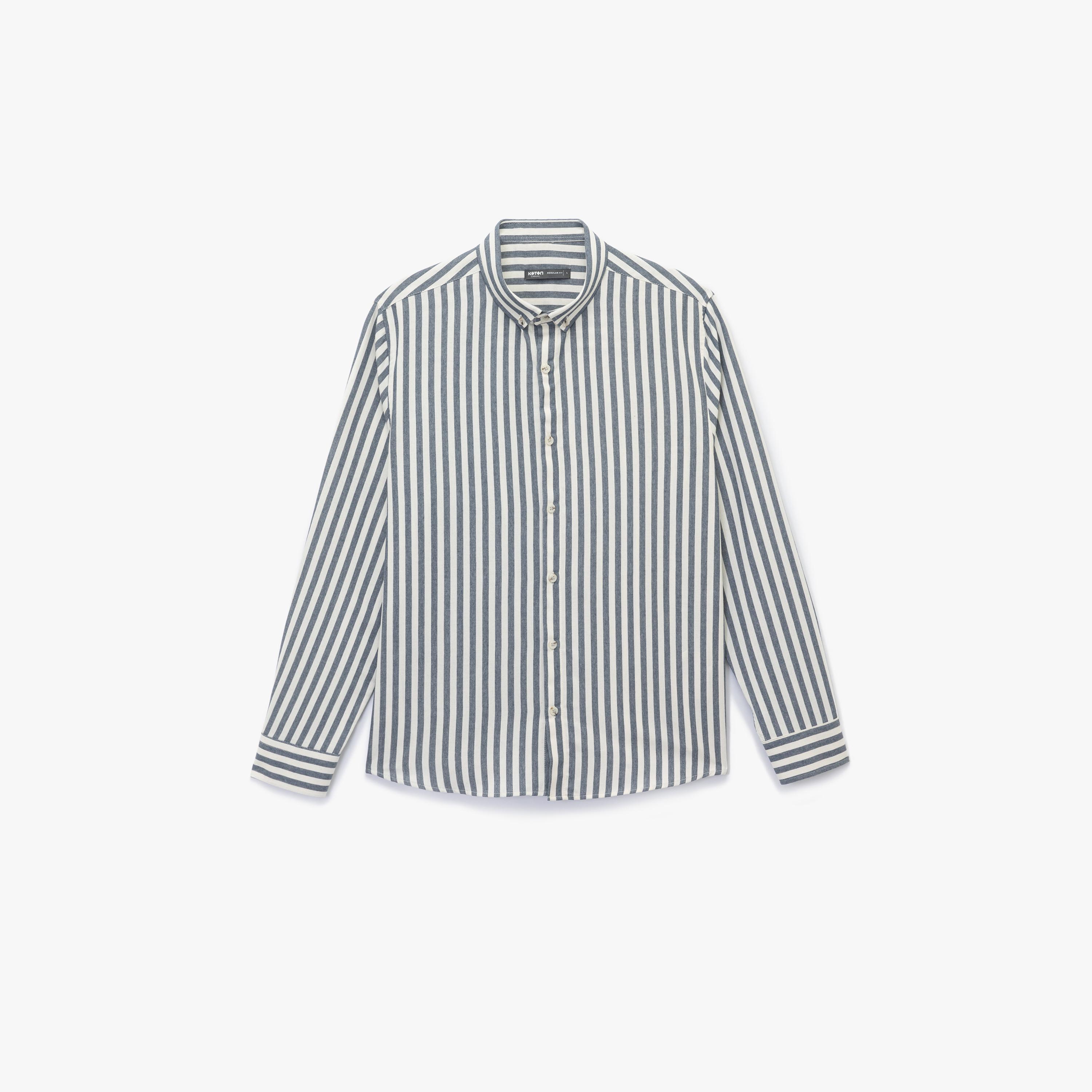 قميص رجالي مخطط بقصة عادية وياقة مفرودة وأكمام طويلة من كوتون-men-clothing-shirts-image-3