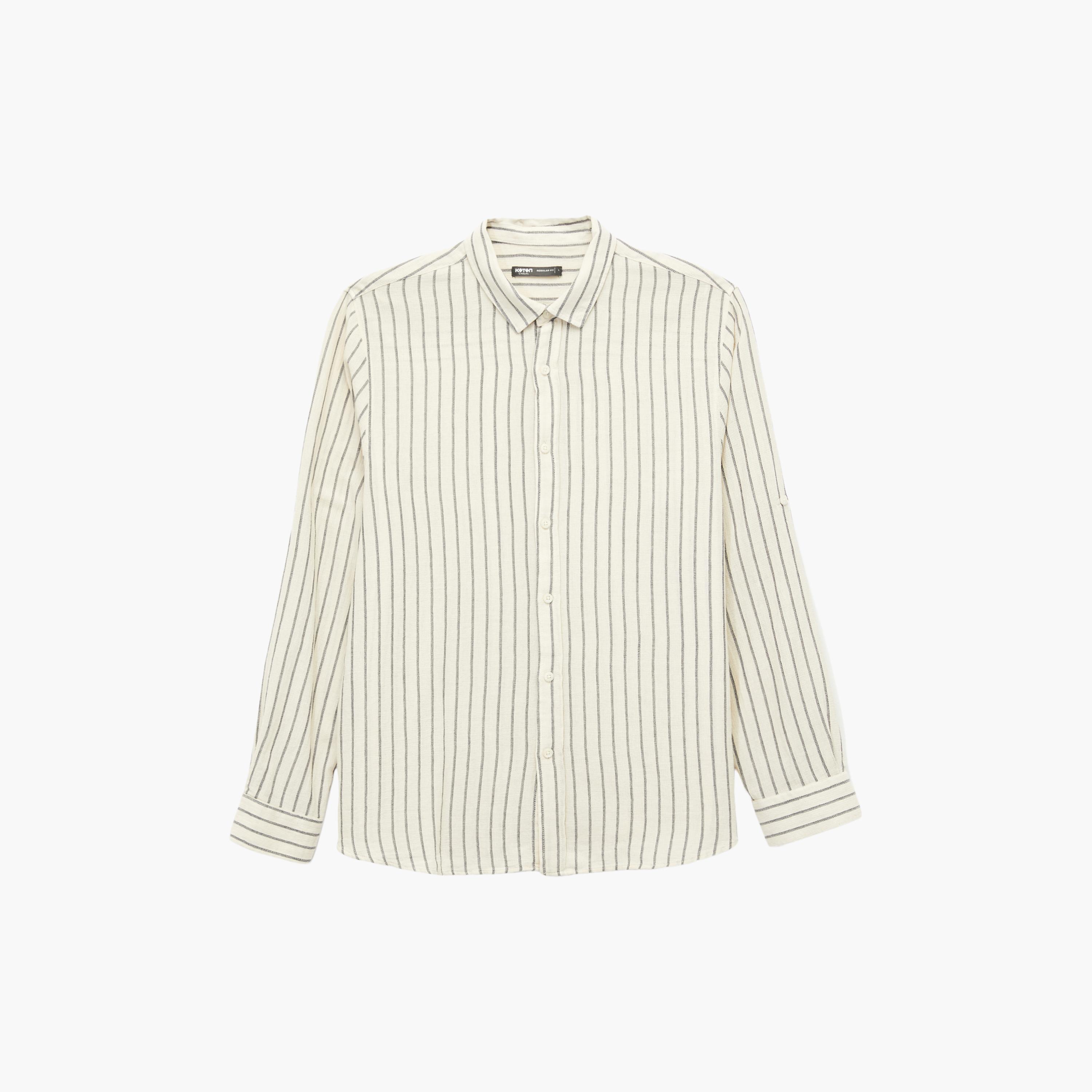 KOTON Regular Fit Striped Collared Long Sleeves Men's Shirt-men-clothing-shirts-image-4