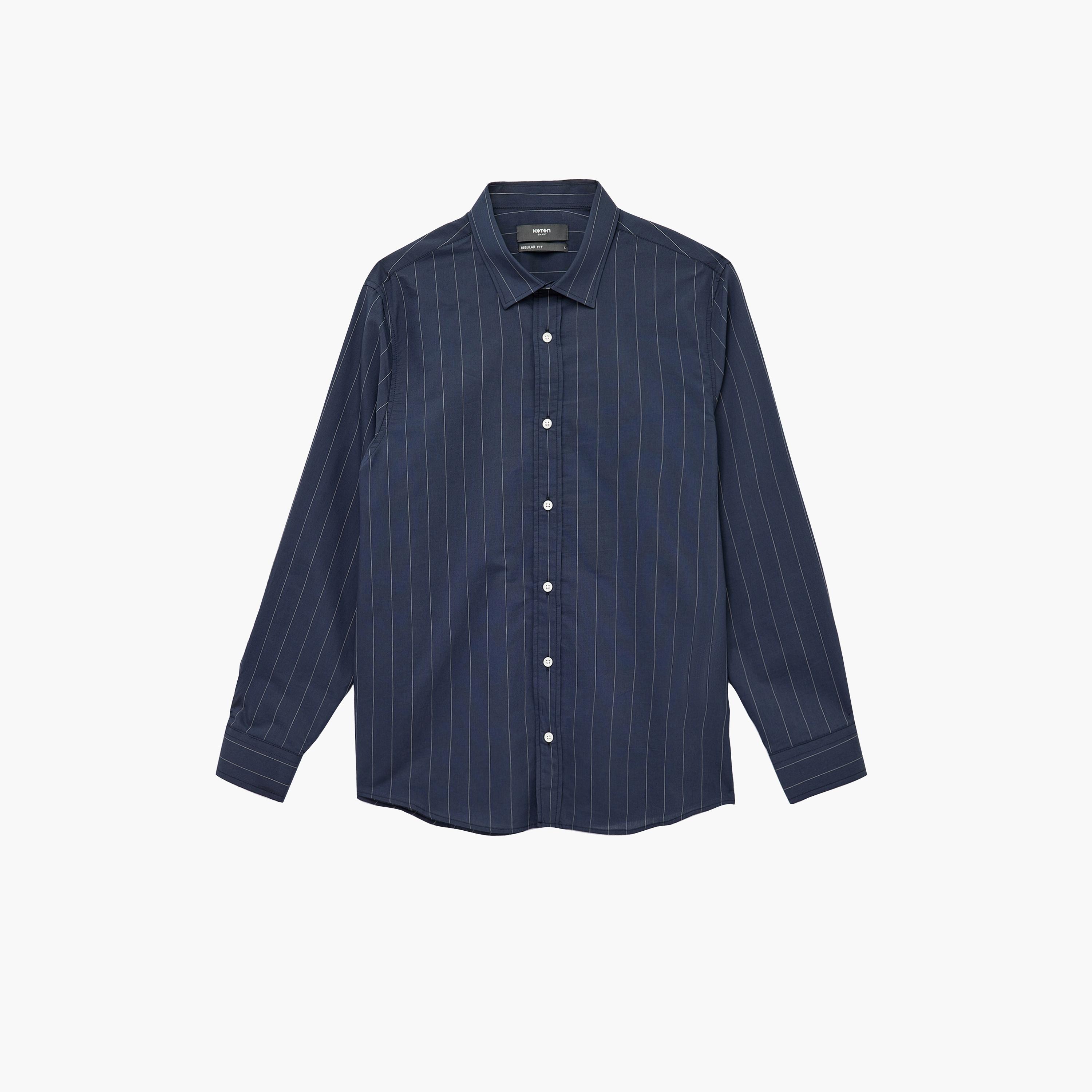 قميص رجالي مخطط بقصة عادية وياقة مفرودة وأكمام طويلة من كوتون-men-clothing-shirts-image-6