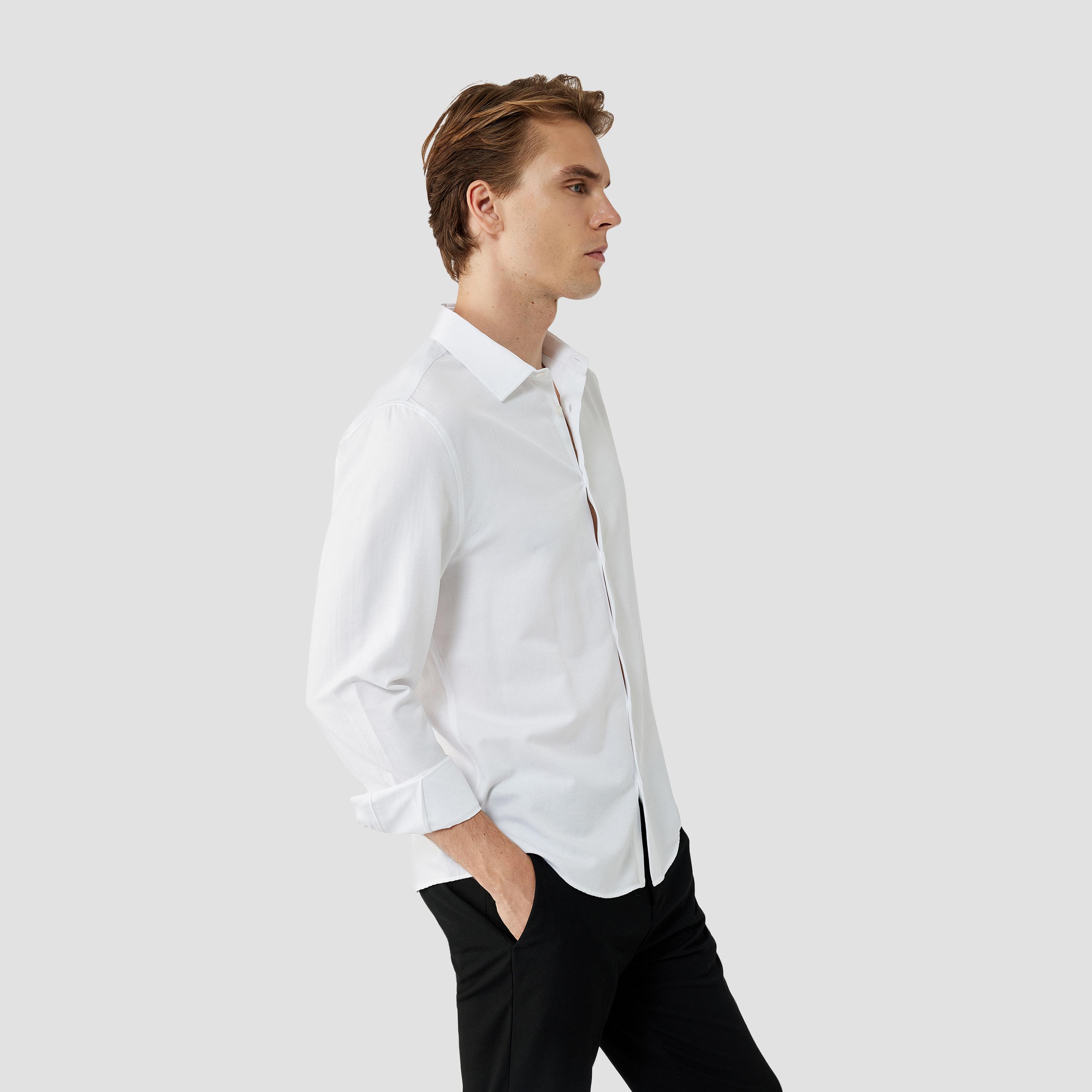 KOTON Slim Fit Plain Collared Long Sleeves Men's Shirt-men-clothing-shirts-image-3