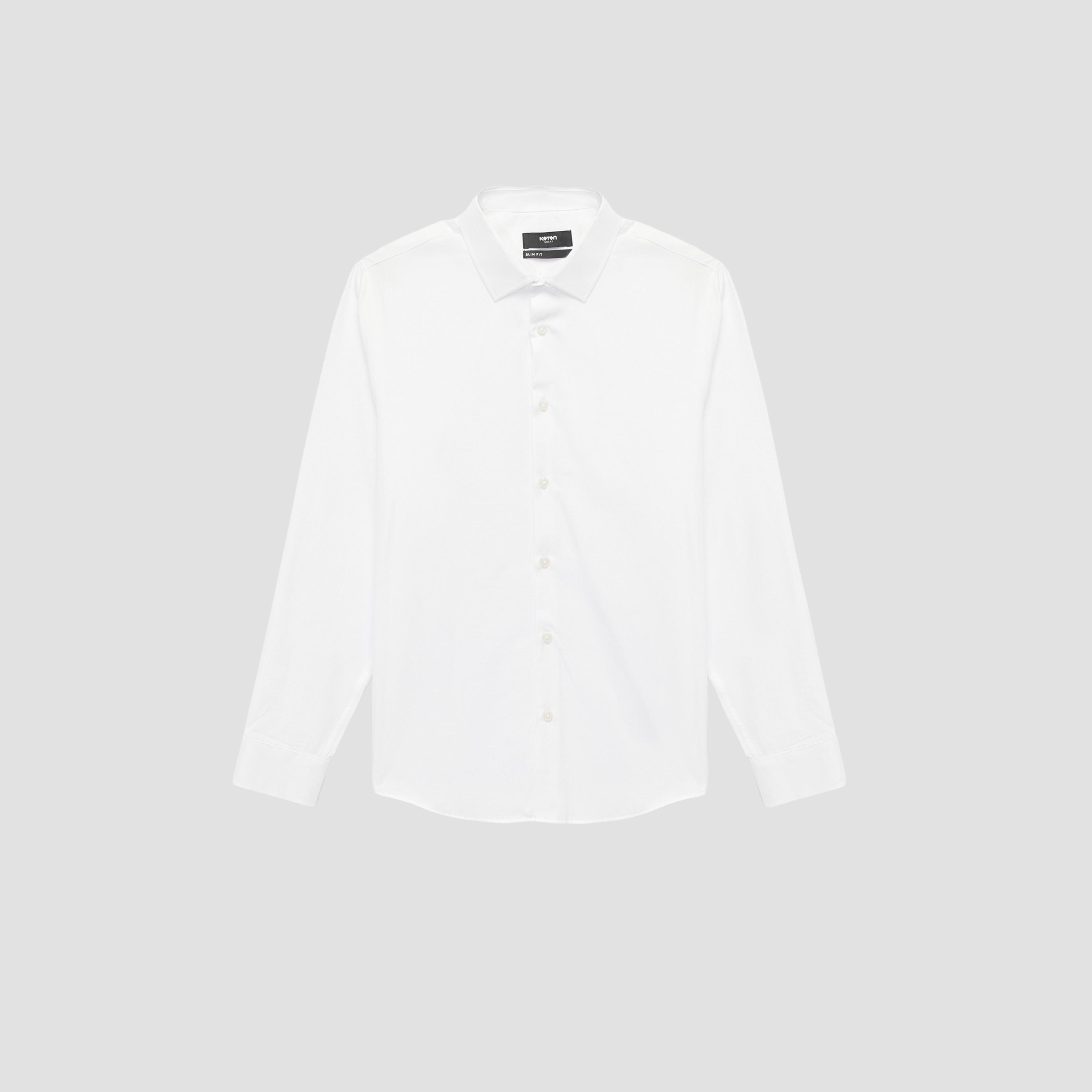 KOTON Slim Fit Plain Collared Long Sleeves Men's Shirt-men-clothing-shirts-image-4