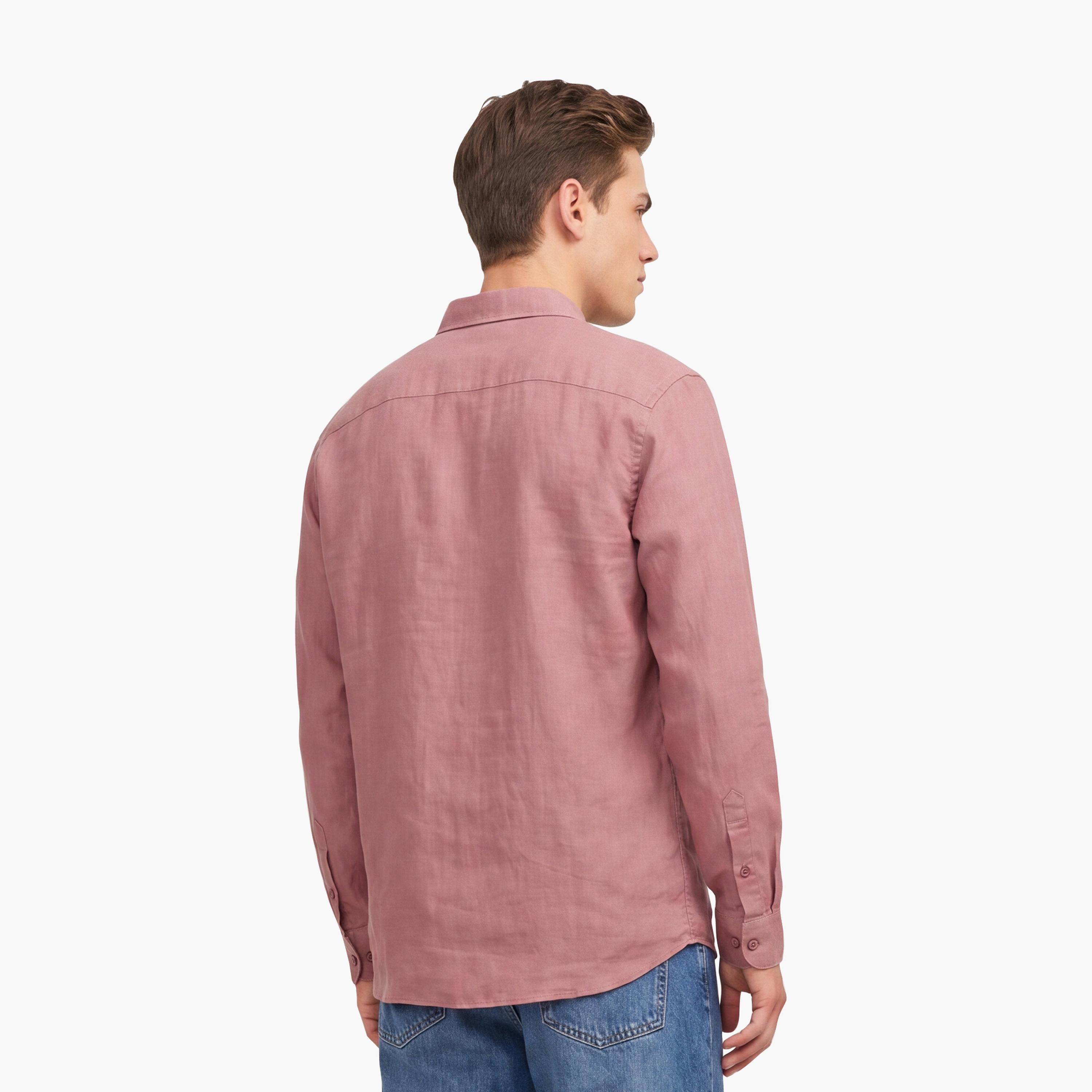 KOTON Regular Fit Plain Spread Collar Long Sleeves Men's Shirt-men-clothing-shirts-image-4