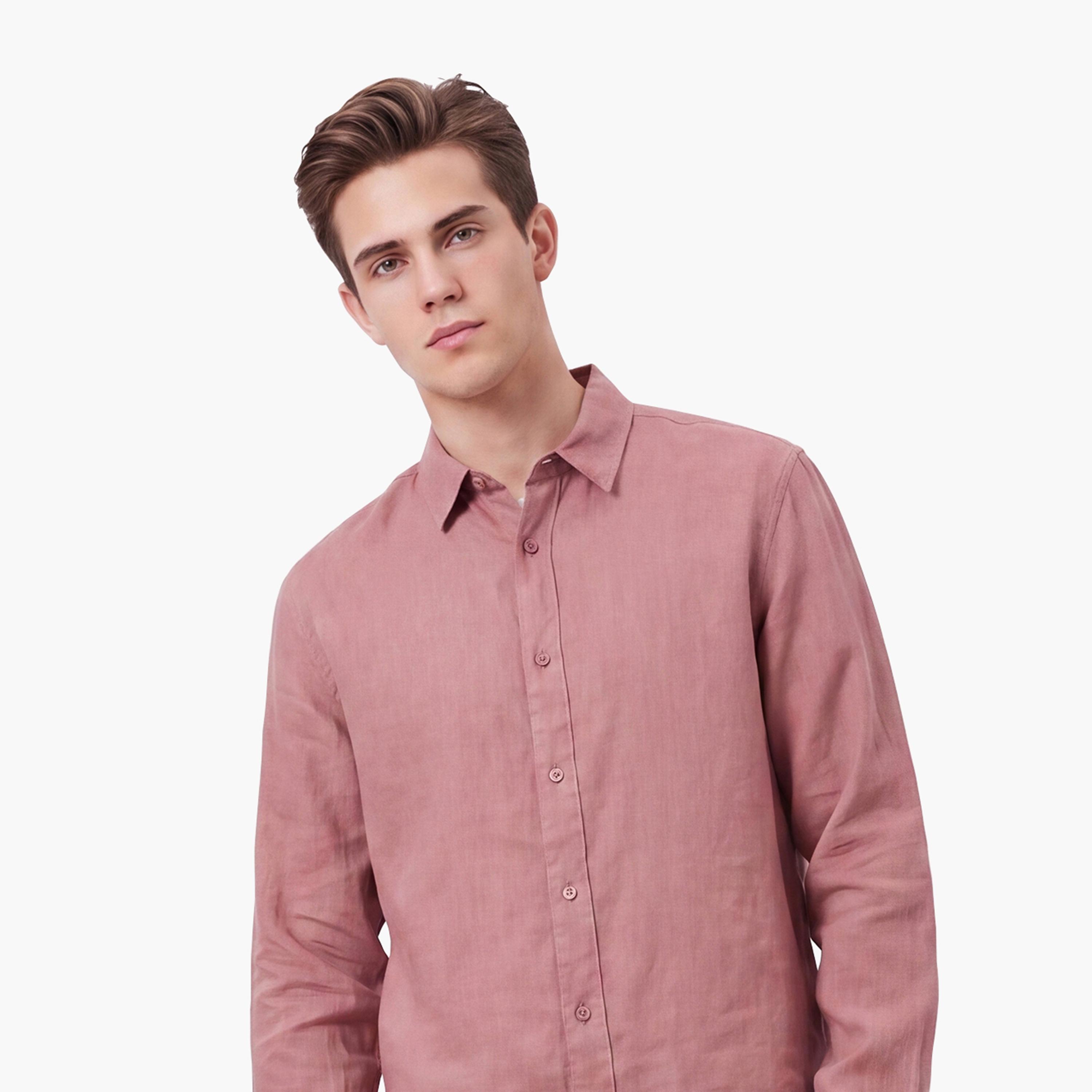 KOTON Regular Fit Plain Spread Collar Long Sleeves Men's Shirt-men-clothing-shirts-image-5