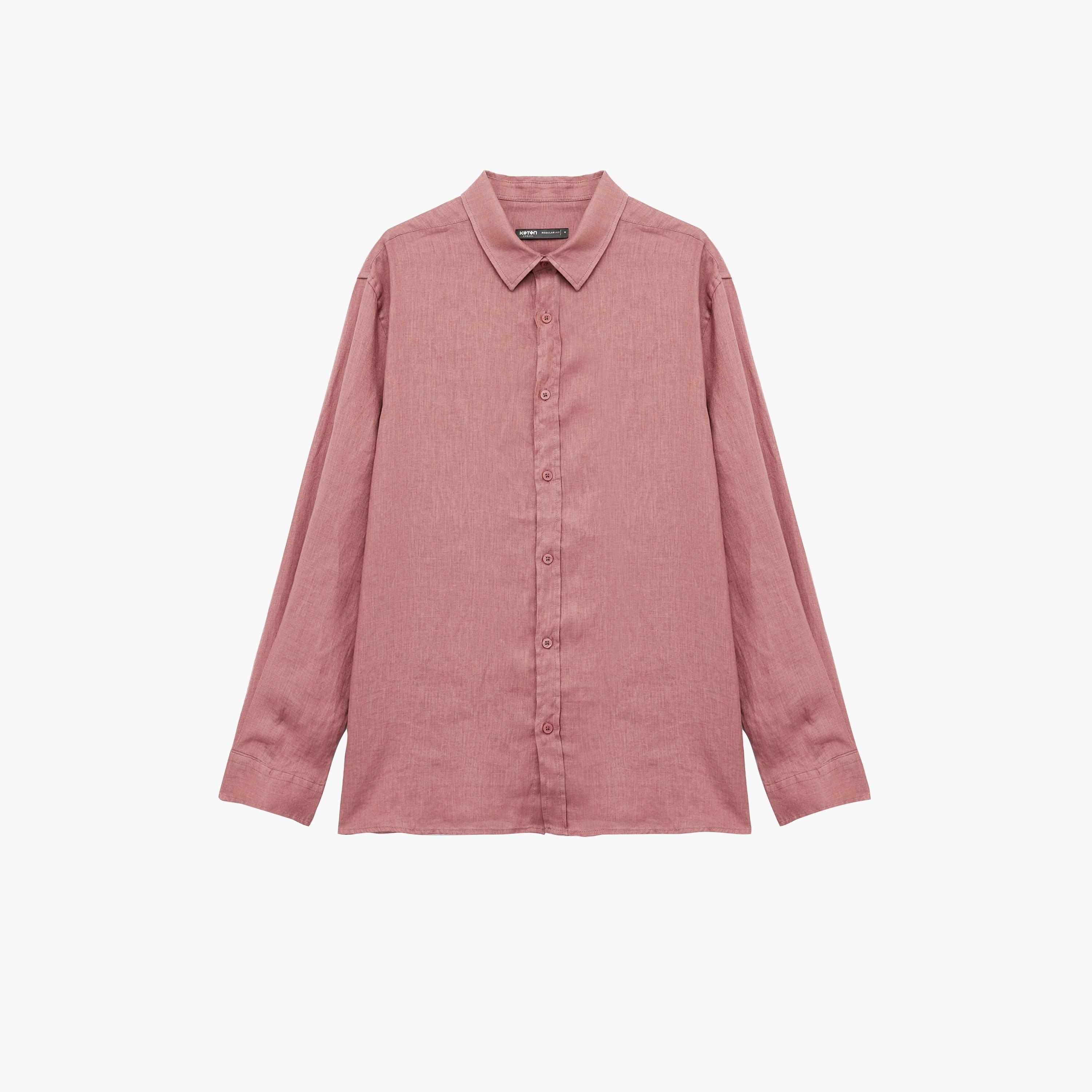KOTON Regular Fit Plain Spread Collar Long Sleeves Men's Shirt-men-clothing-shirts-image-6