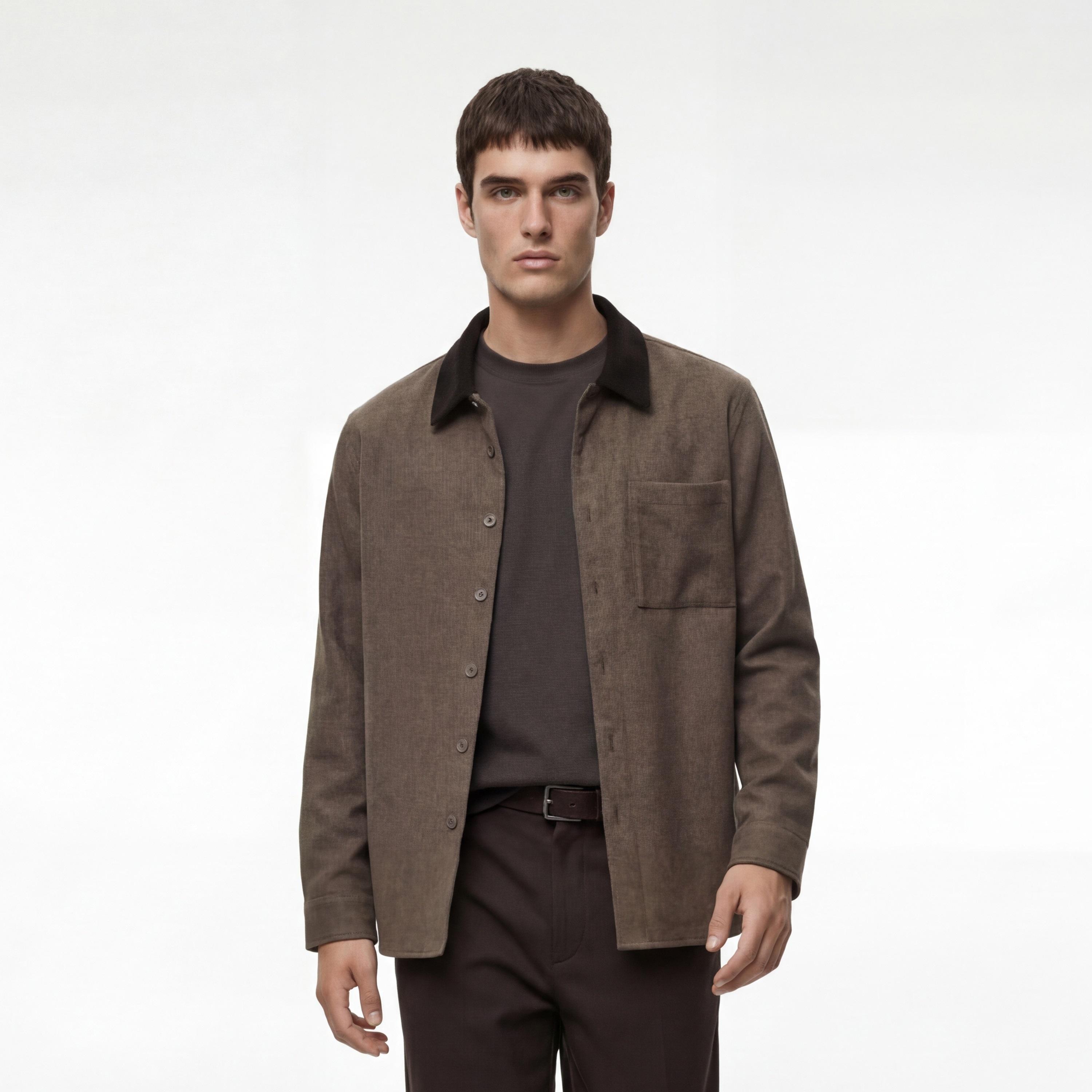 KOTON Regular Fit Plain Contrast Collared Long Sleeves Men's Shirt-men-clothing-shirts-image-1