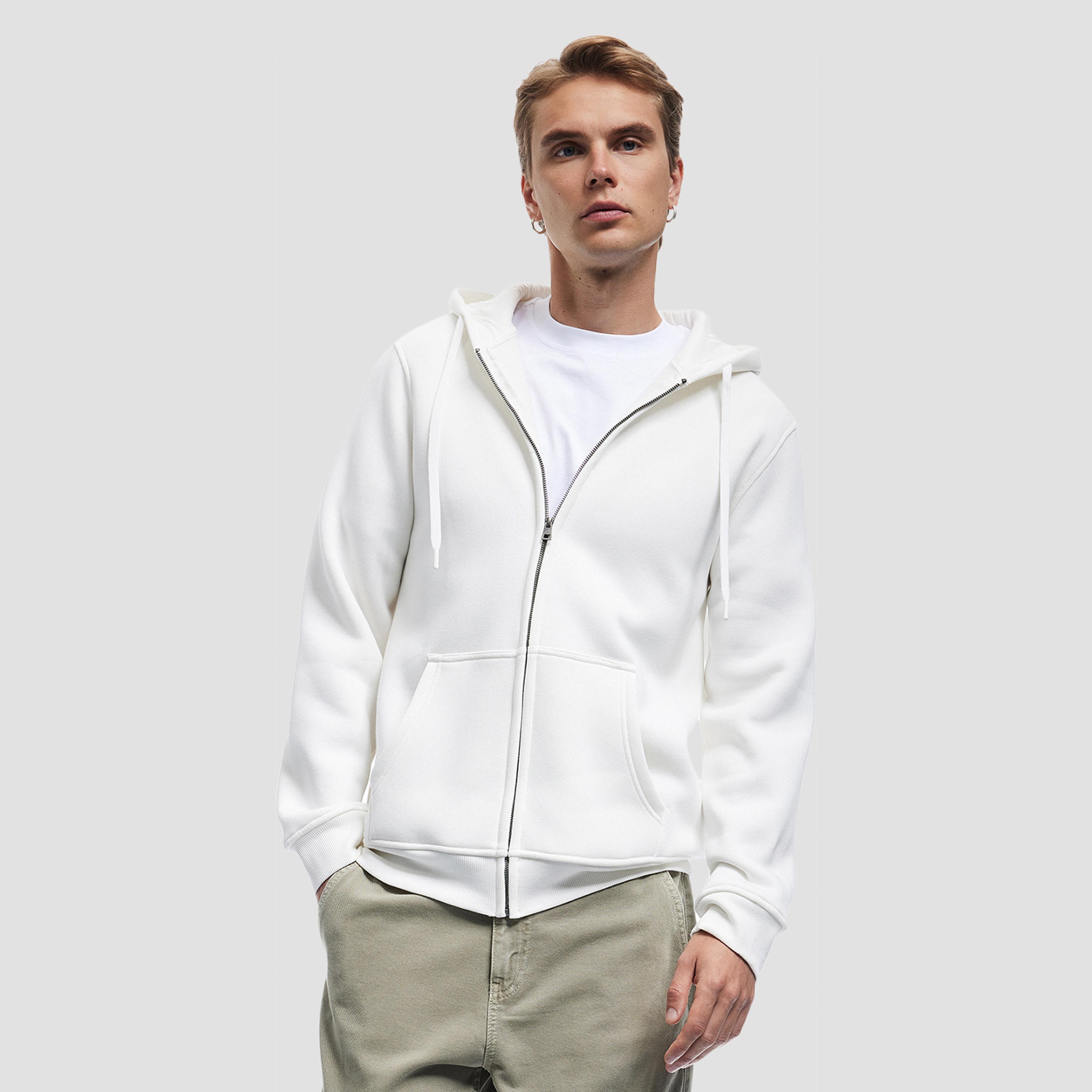 KOTON Plain Hooded Neck Long Sleeves Men's Zip Through Sweatshirt-men-winterwear-hoodiesandsweatshirts-image-1