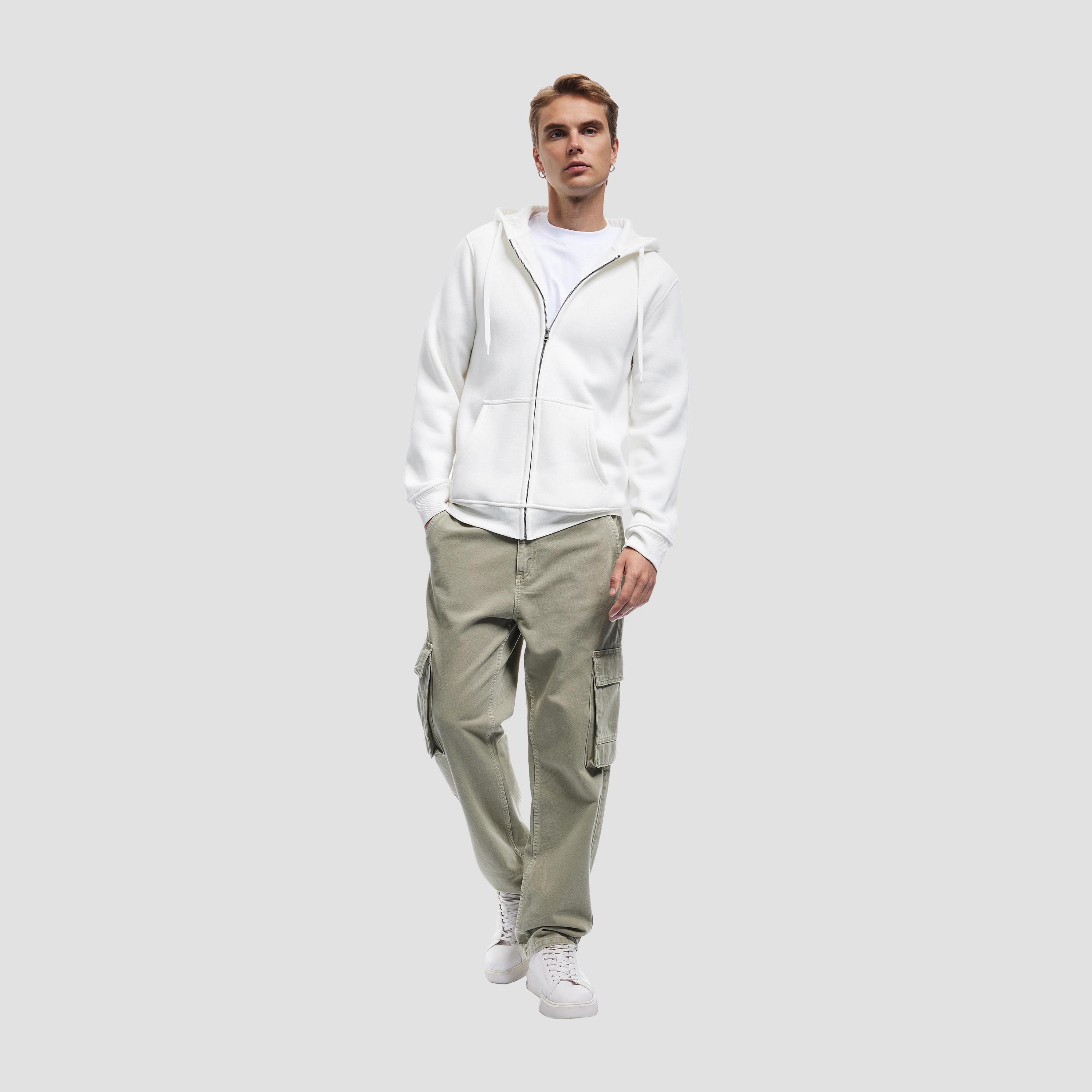 KOTON Plain Hooded Neck Long Sleeves Men's Zip Through Sweatshirt-men-winterwear-hoodiesandsweatshirts-image-2