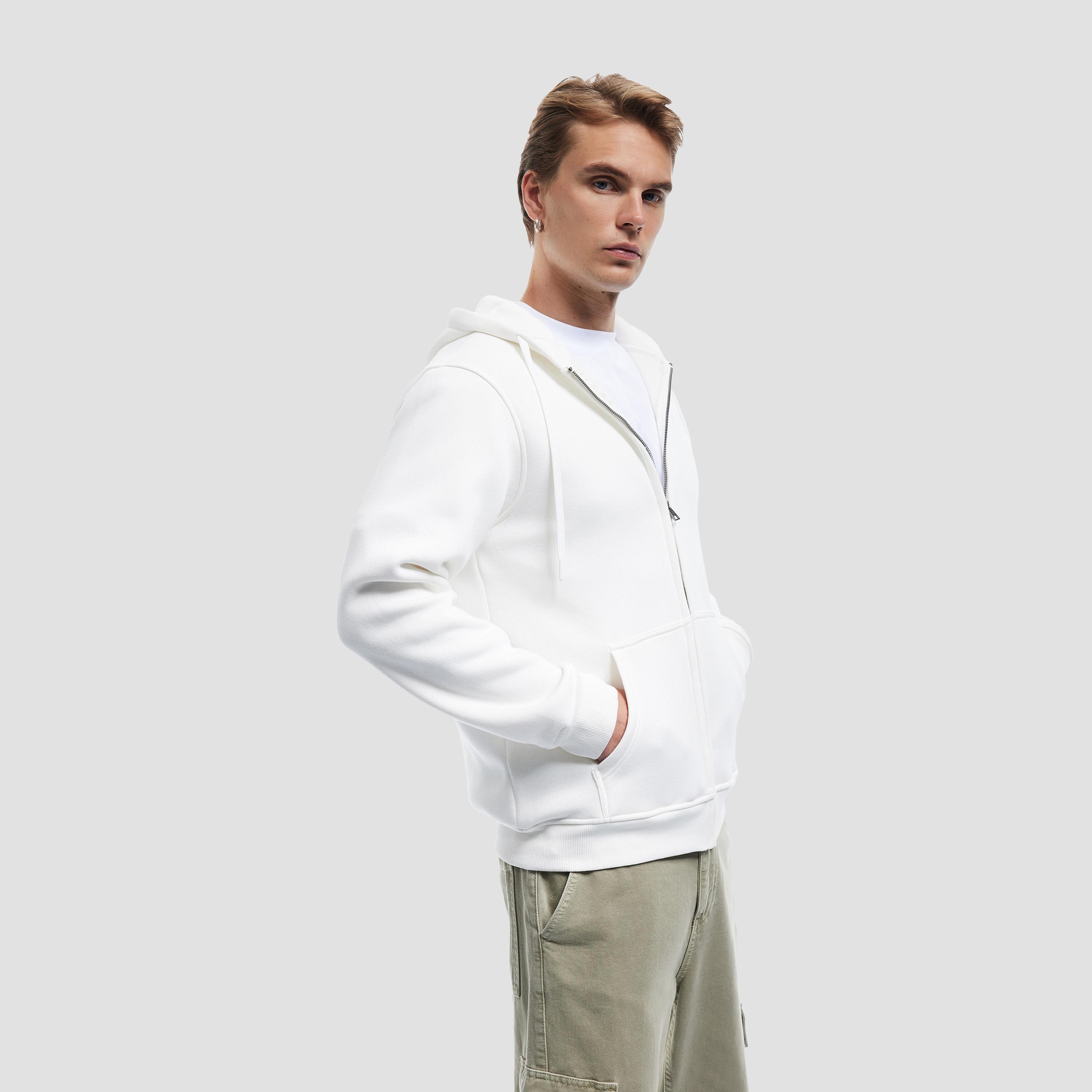 KOTON Plain Hooded Neck Long Sleeves Men's Zip Through Sweatshirt-men-winterwear-hoodiesandsweatshirts-image-3