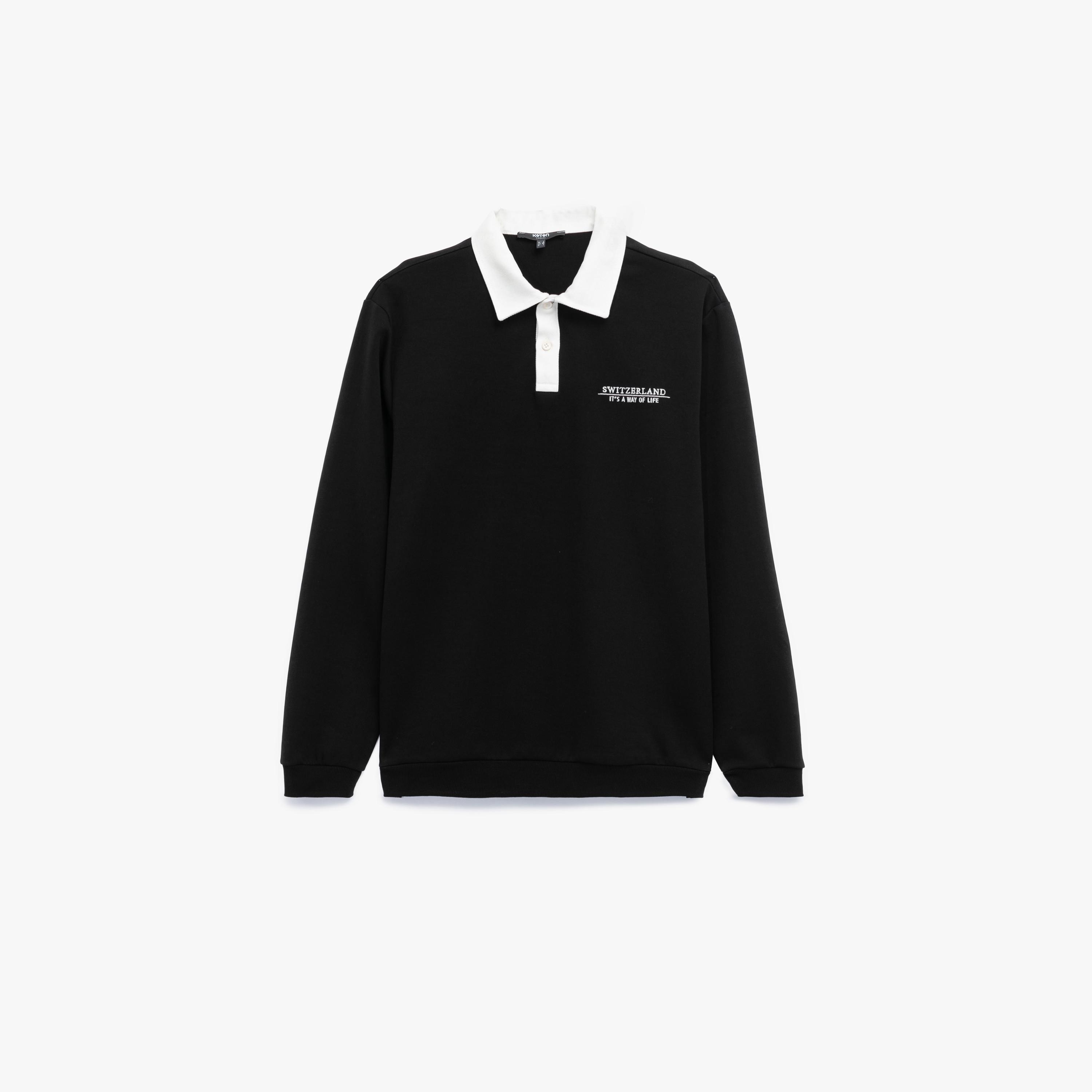 KOTON Plain Contrast Collar Long Sleeves Men's Sweatshirt-men-winterwear-hoodiesandsweatshirts-image-4