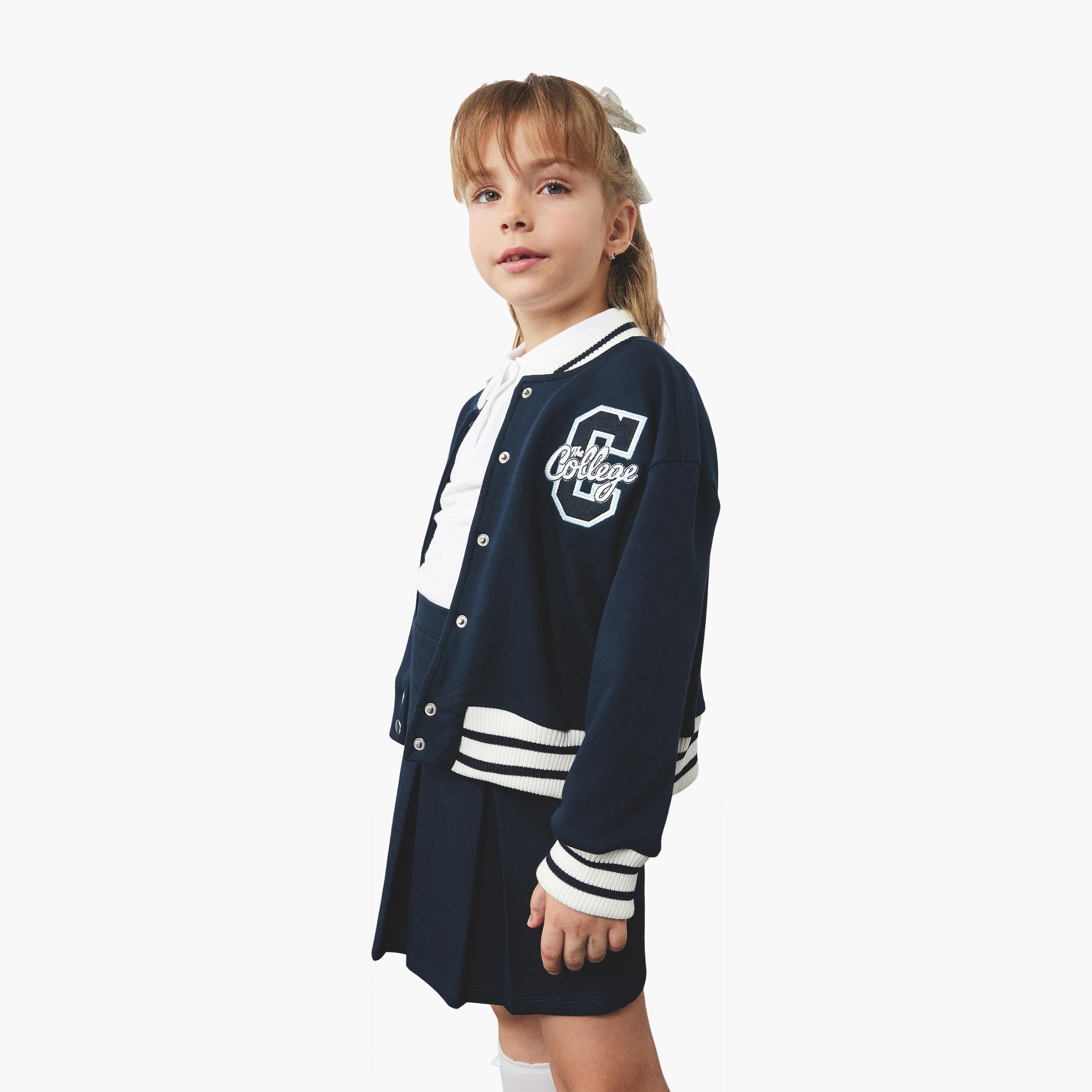 Koton Long Sleeves Embroidered Varsity Jacket-girls-clothing-jacketsandcoats-image-2