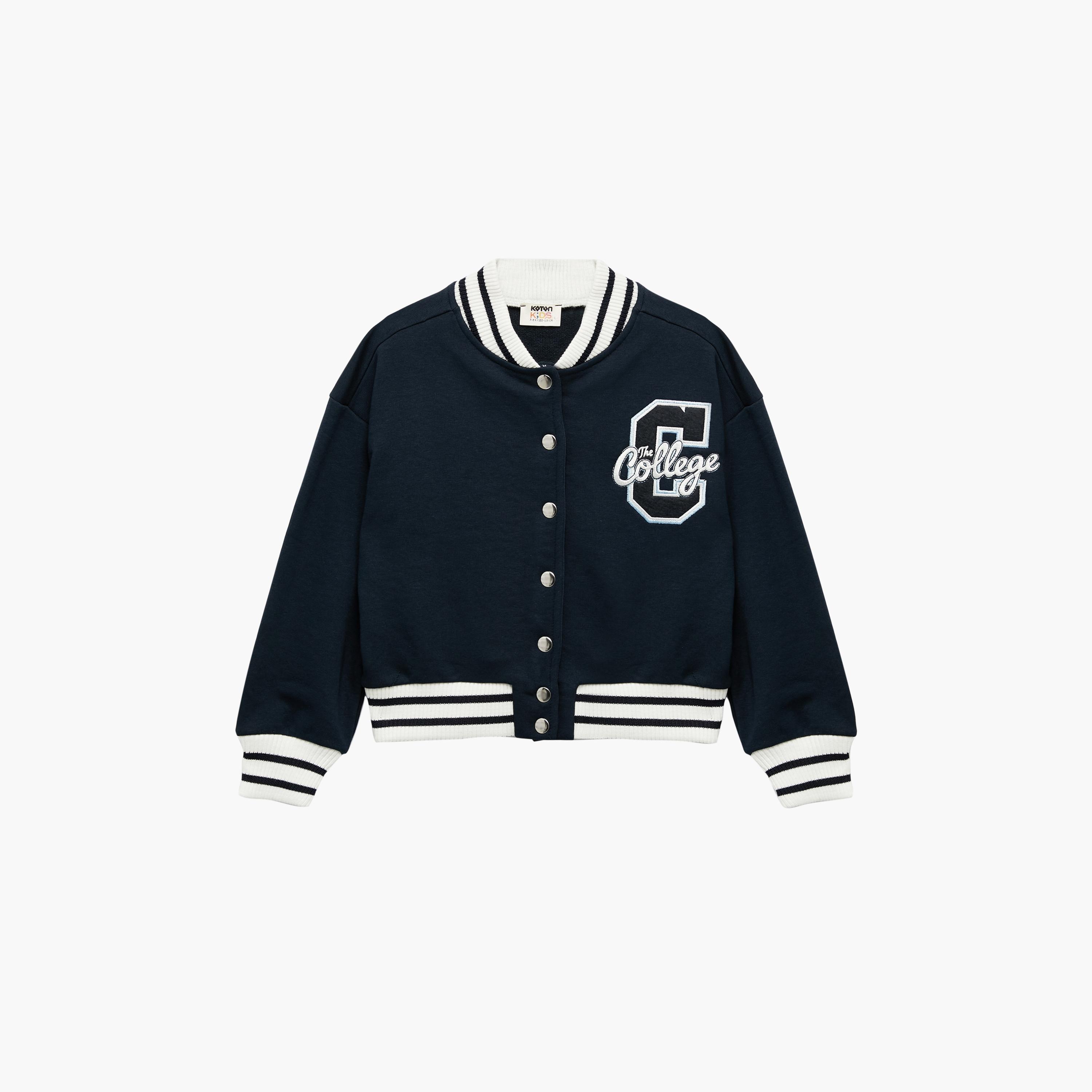 Koton Long Sleeves Embroidered Varsity Jacket-girls-clothing-jacketsandcoats-image-3