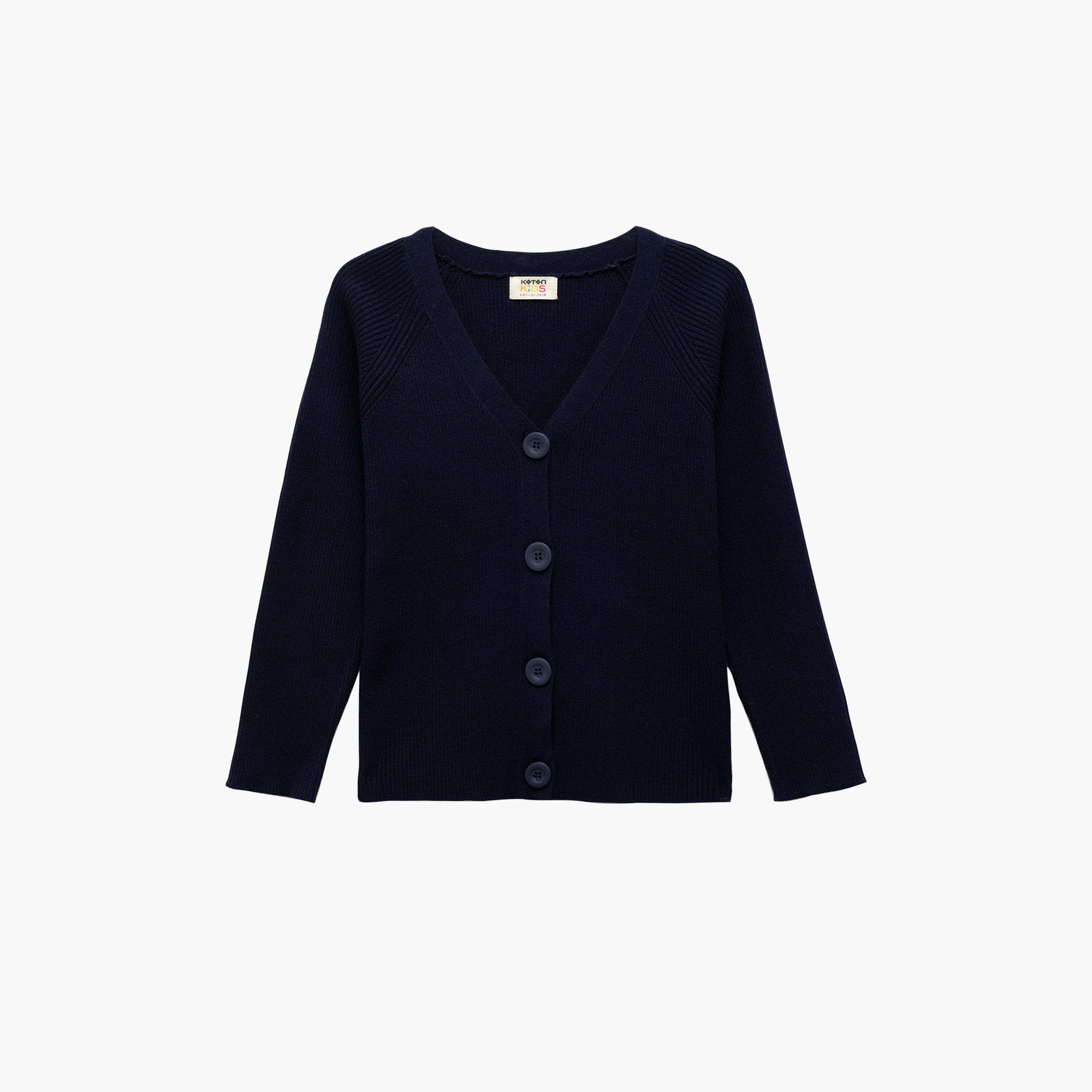 Koton Solid Long Sleeves Knitted Cardigan-girls-clothing-jumpersandcardigans-image-1