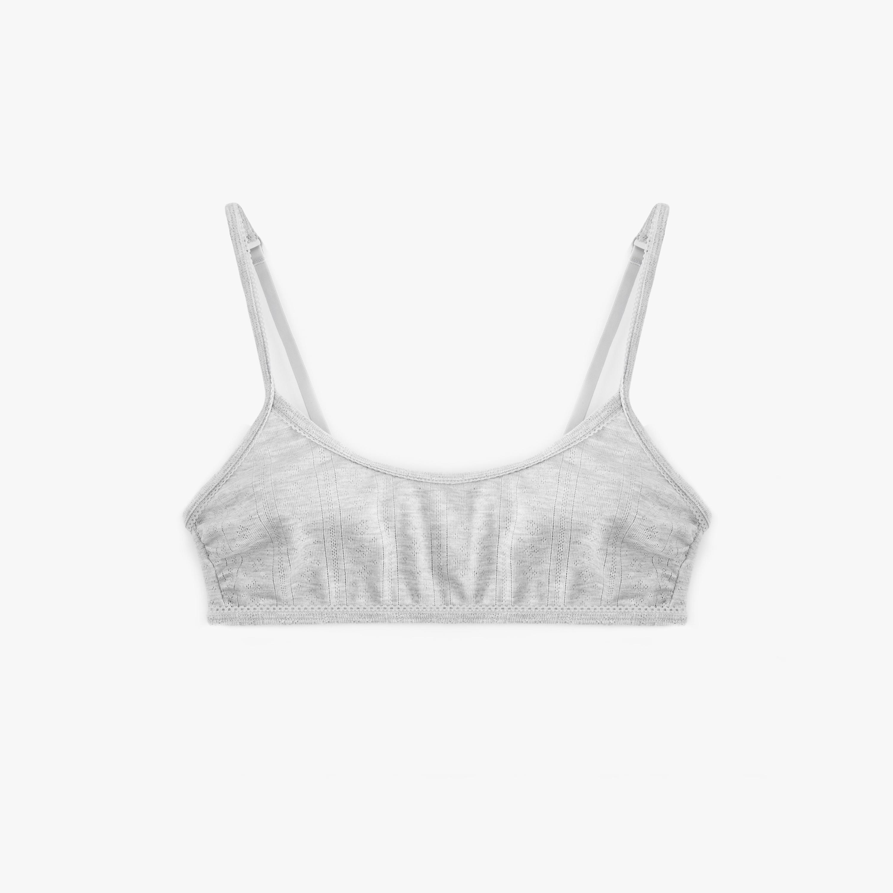 حمالة صدر نسائية محبوكة بتفريغات مخرمة (پوانتيل) باللون الرمادي من كوتون-women-clothing-lingerie-bras-image-1