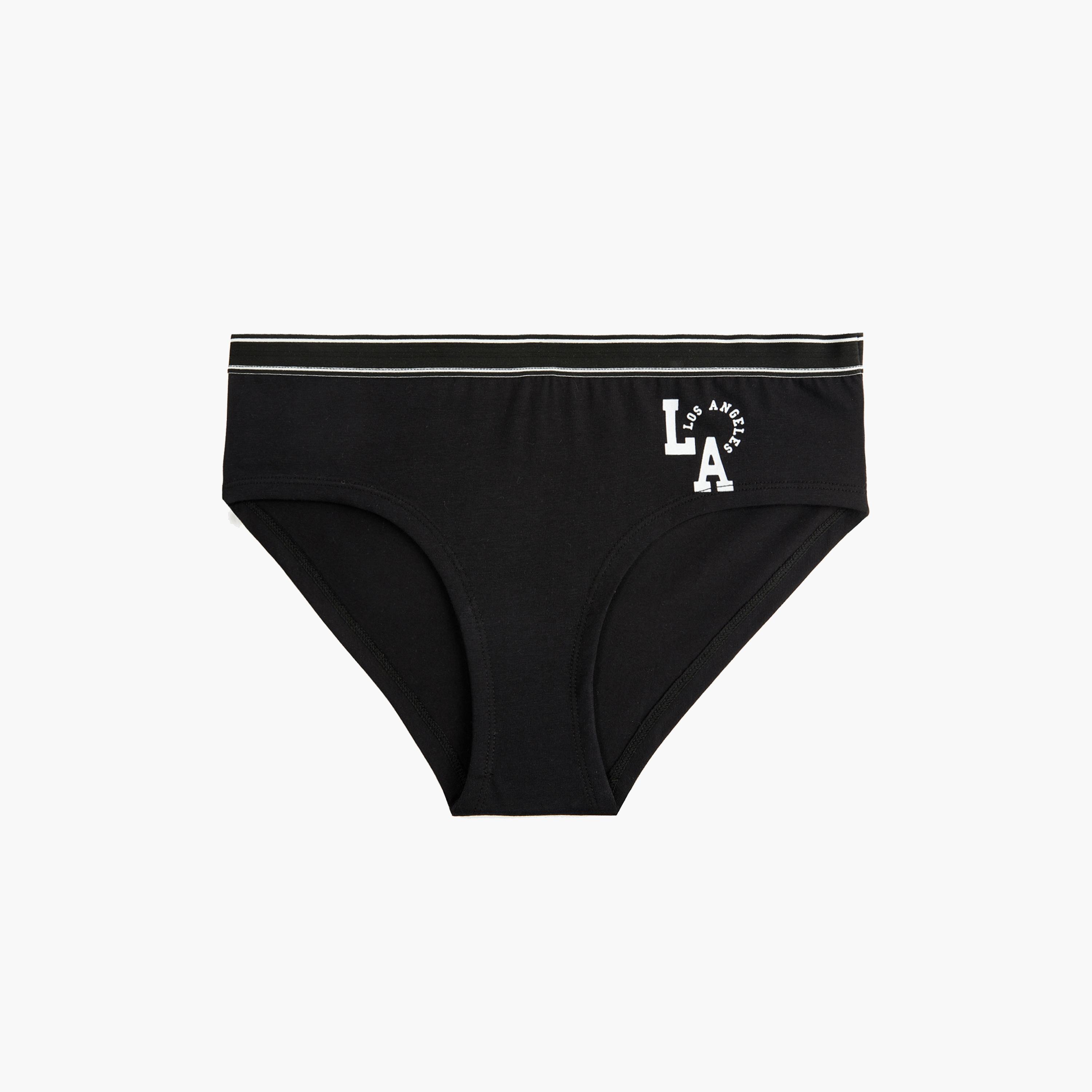 KOTON Black Text-Print Women's Panty-women-clothing-lingerie-panties-image-1