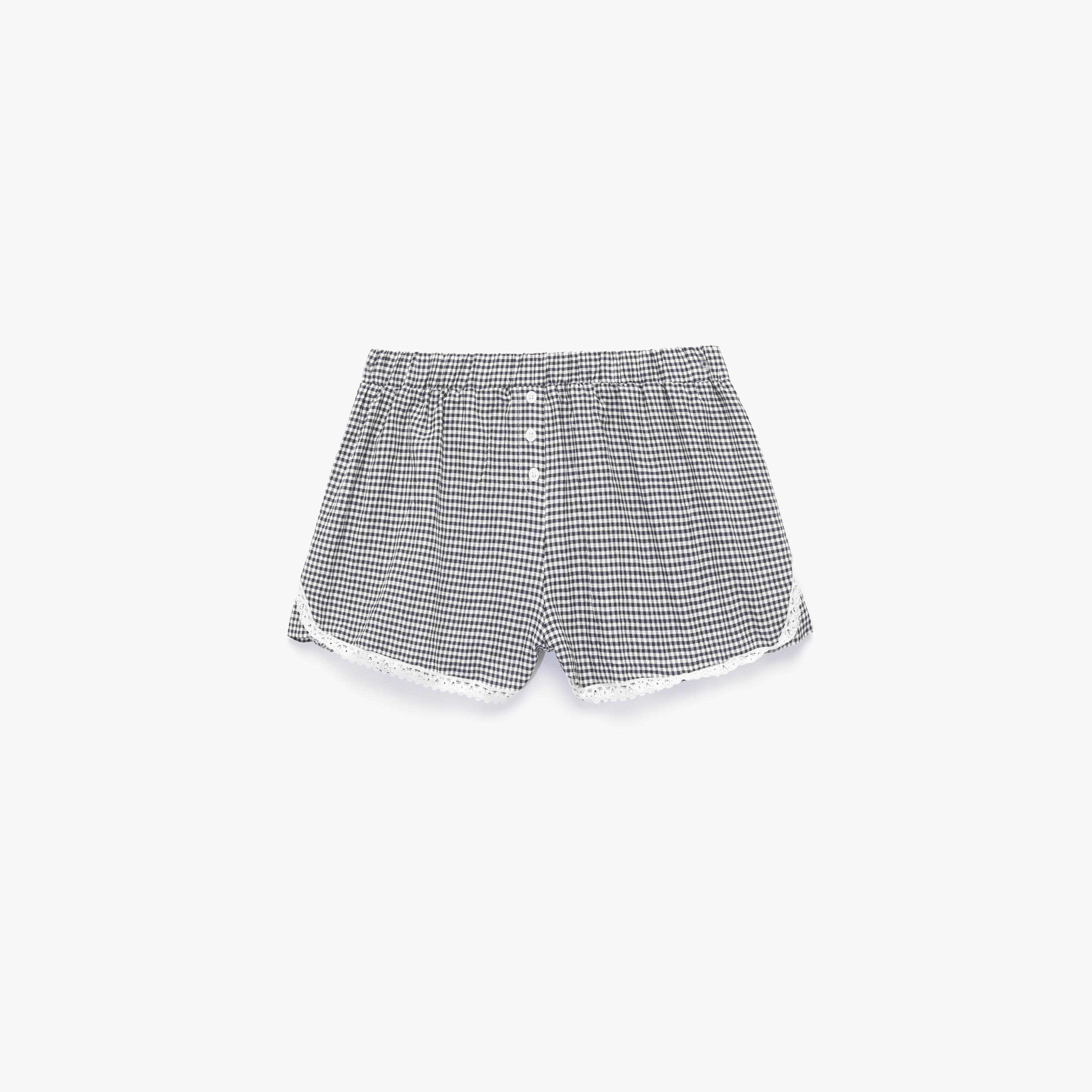 KOTON Checked Mid-Rise Elasticated Waist Women's Shorts-women-clothing-nightwear-pyjamas-bottoms-image-4