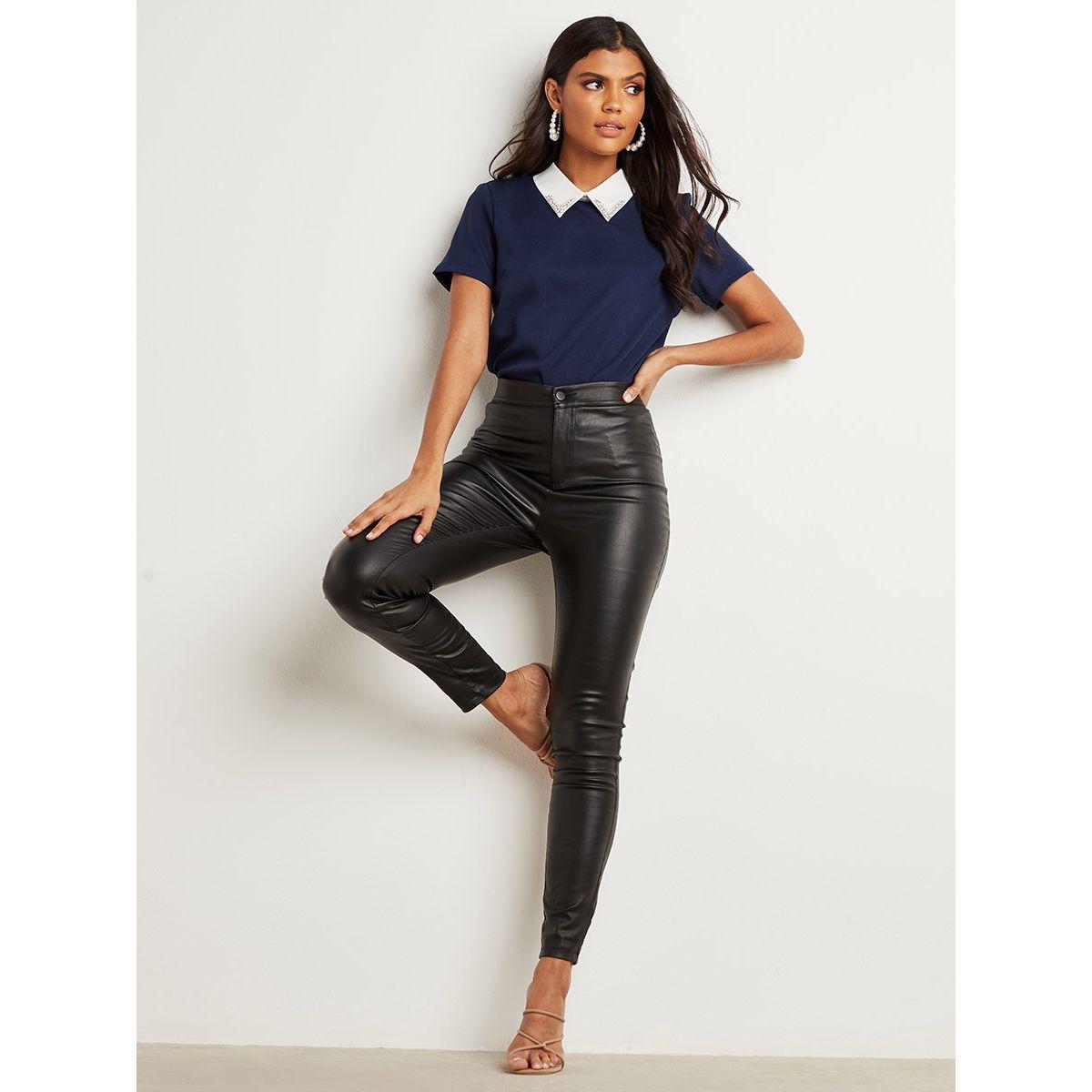بلوزة بياقة مزخرفة وأكمام قصيرة-women-clothing-shirtsandblouses-blouses-image-2