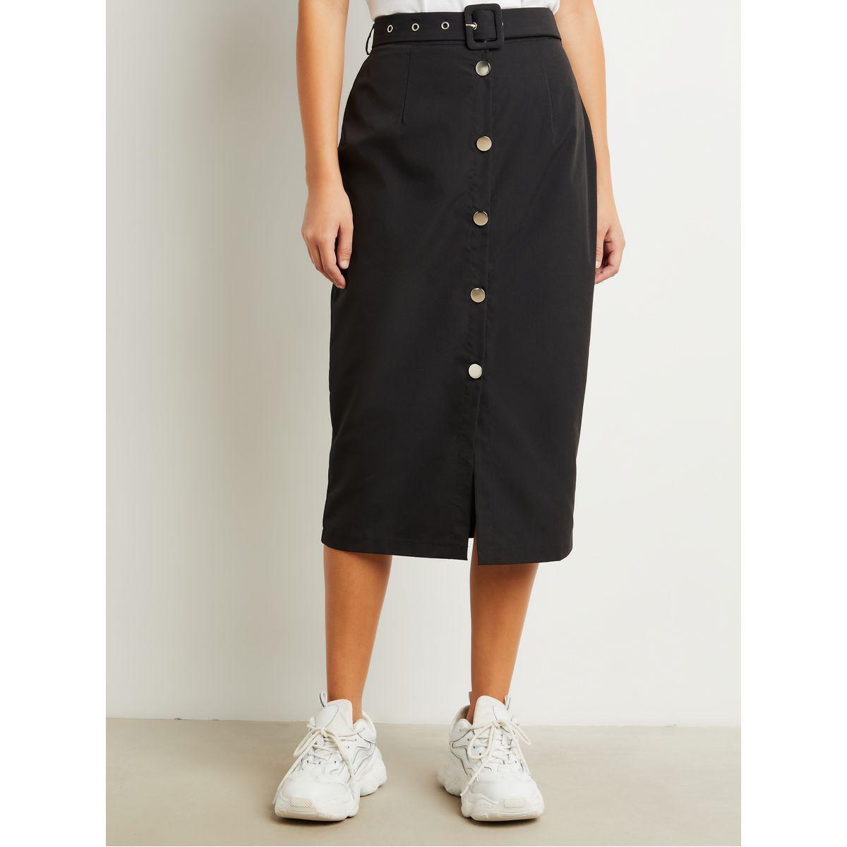 Styli Button Closure Midi Skirt with Belt-women-clothing-bottoms-skirts-image-1