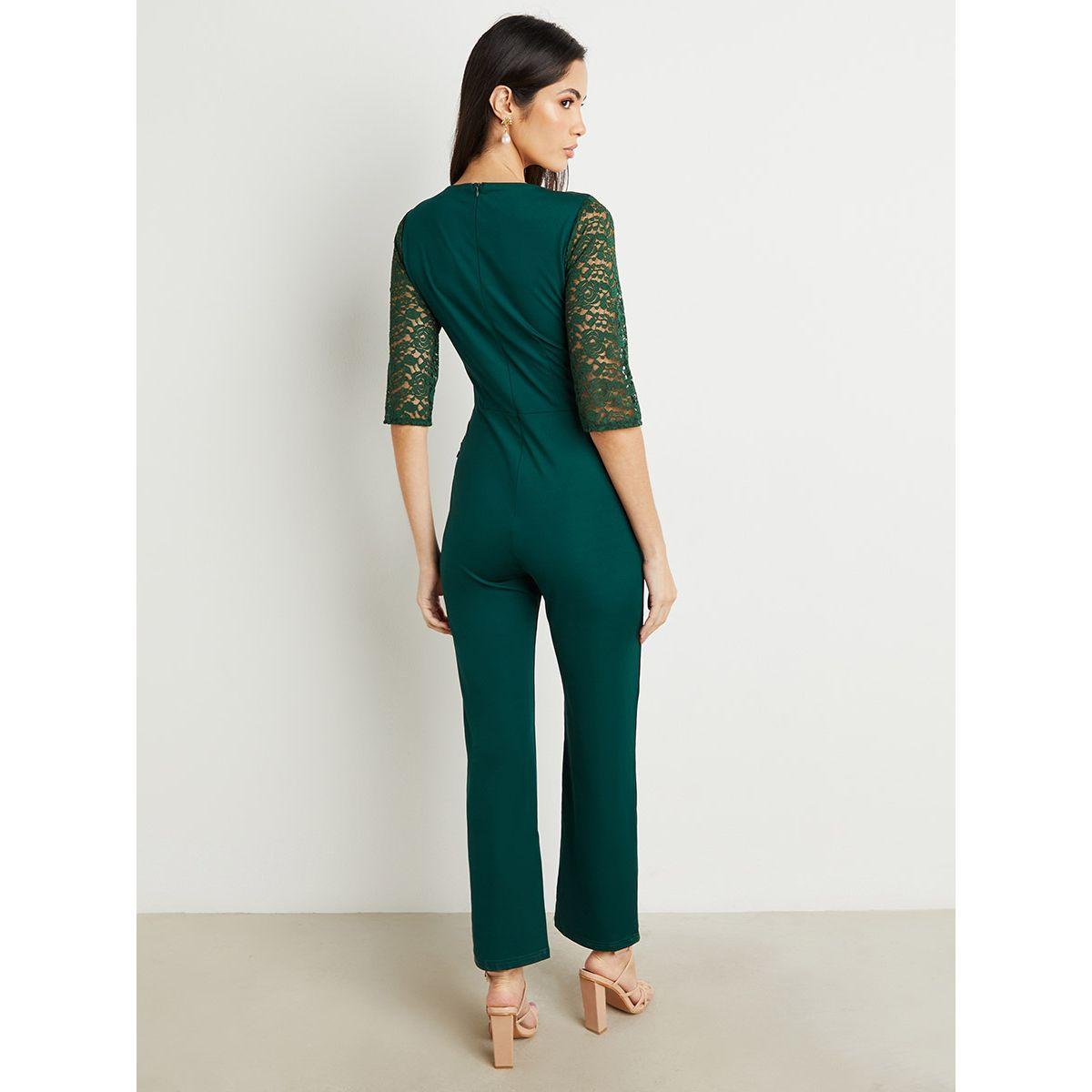 Styli Floral Lace Overlay Straight Leg Jumpsuit-women-clothing-jumpsuits-image-2