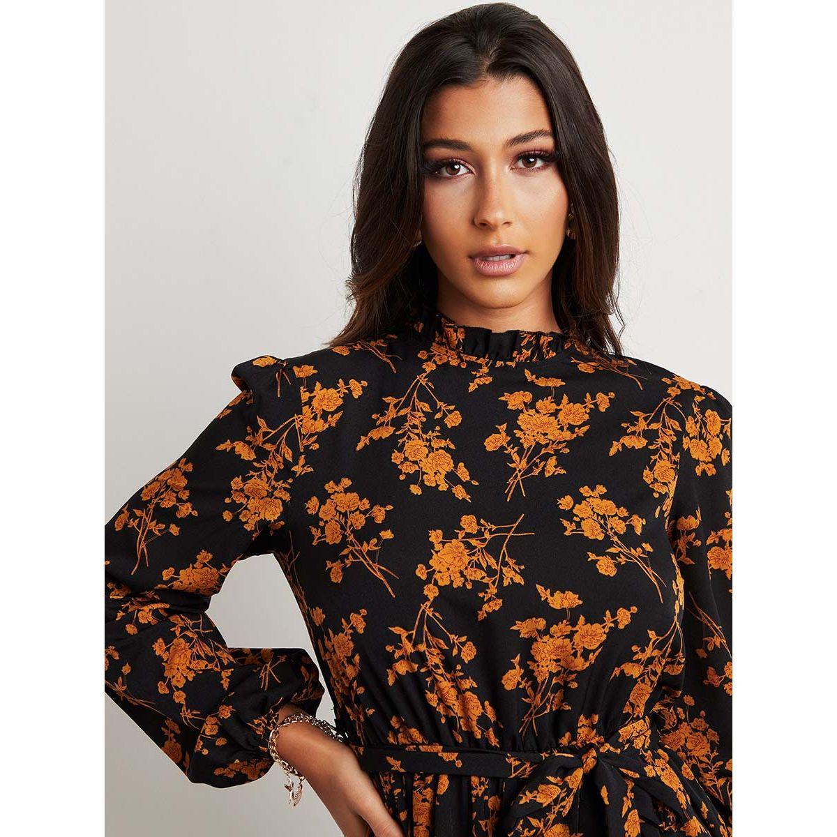 Styli Open Back Floral Printed Mini Dress with Self Tie Waist-women-clothing-dresses-image-3