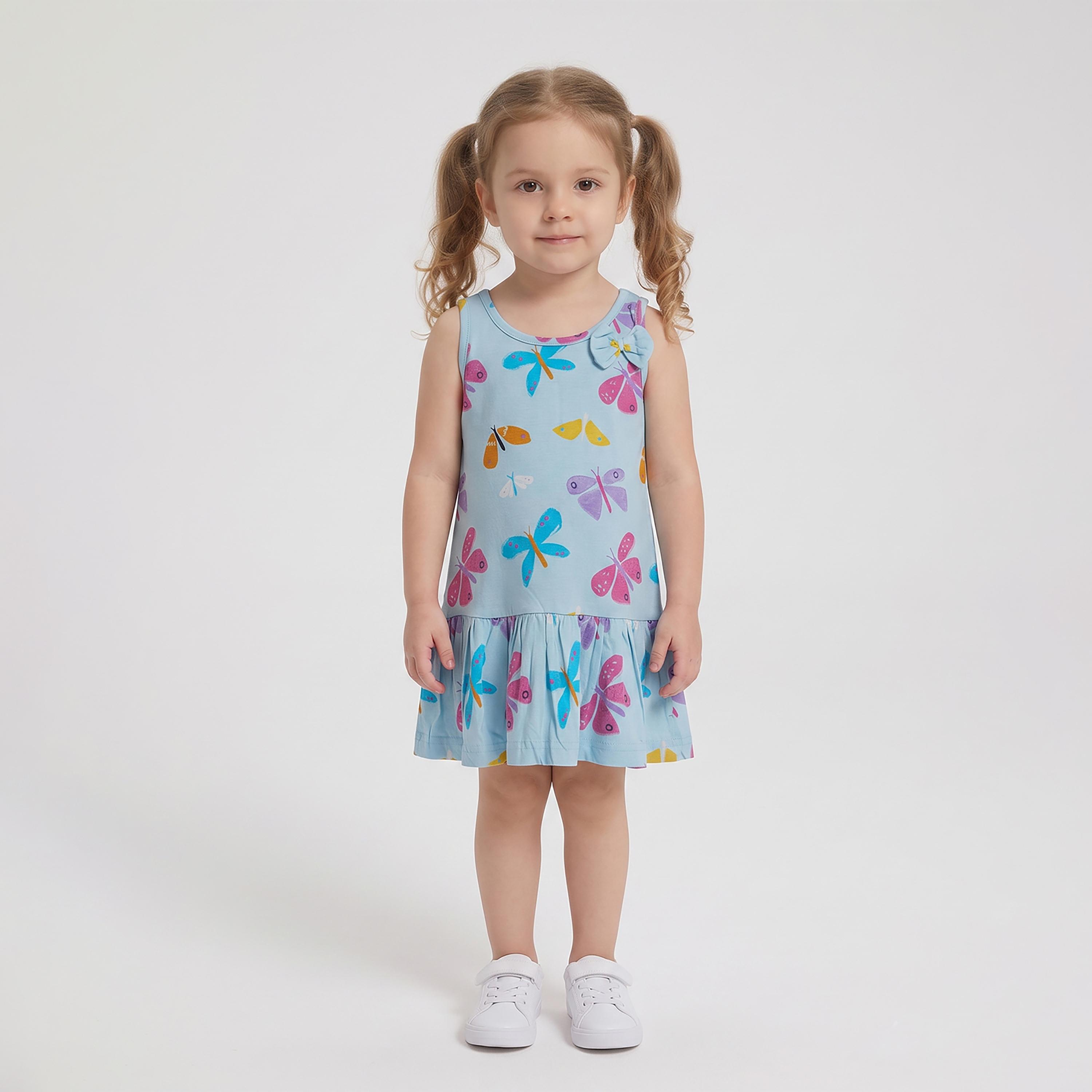 فستان صيفي بدون أكمام بطبعة فراشات من بيبي كلو-girls-clothing-dressesandjumpsuits-image-1