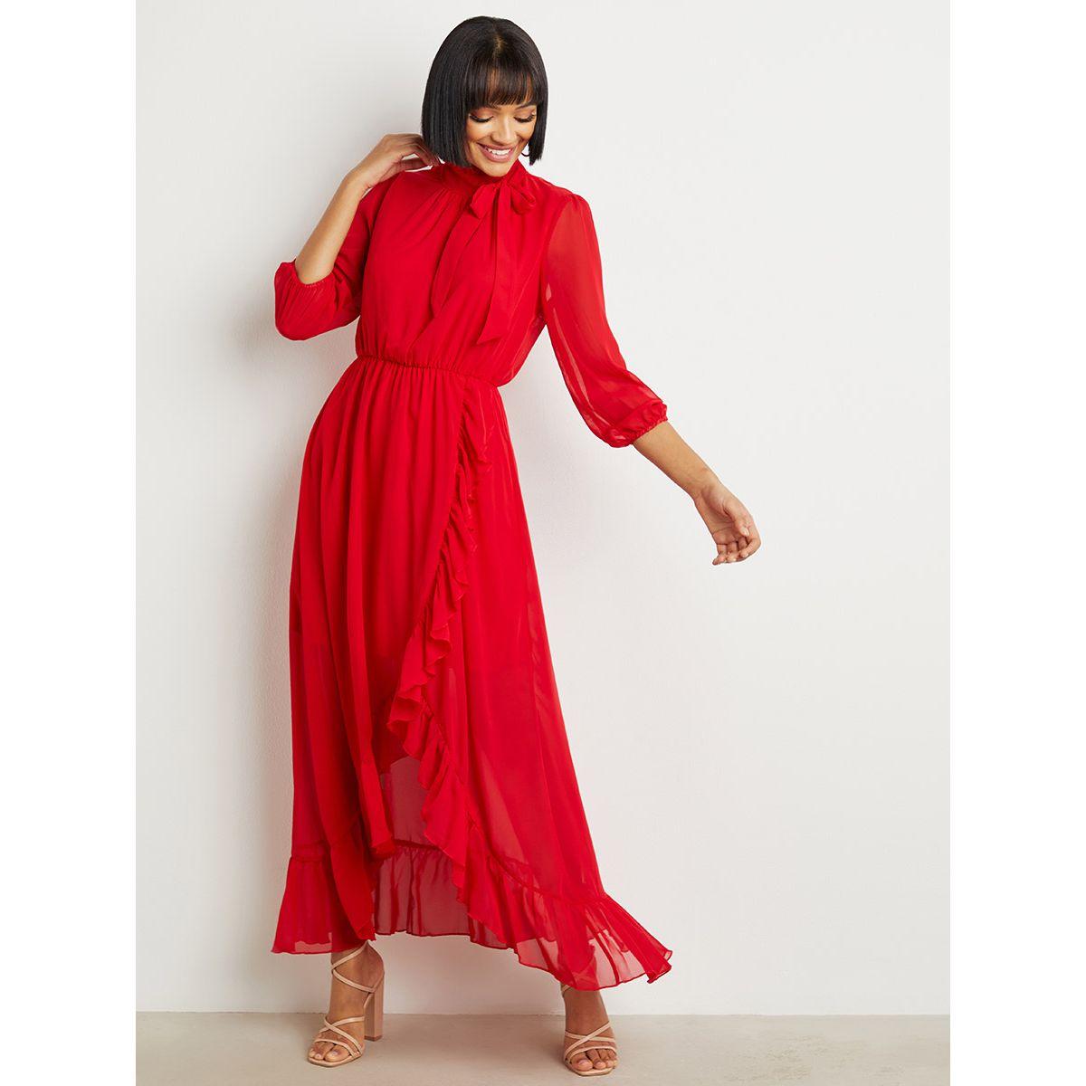 فستان طويل بكشكش-women-clothing-dresses-image-1