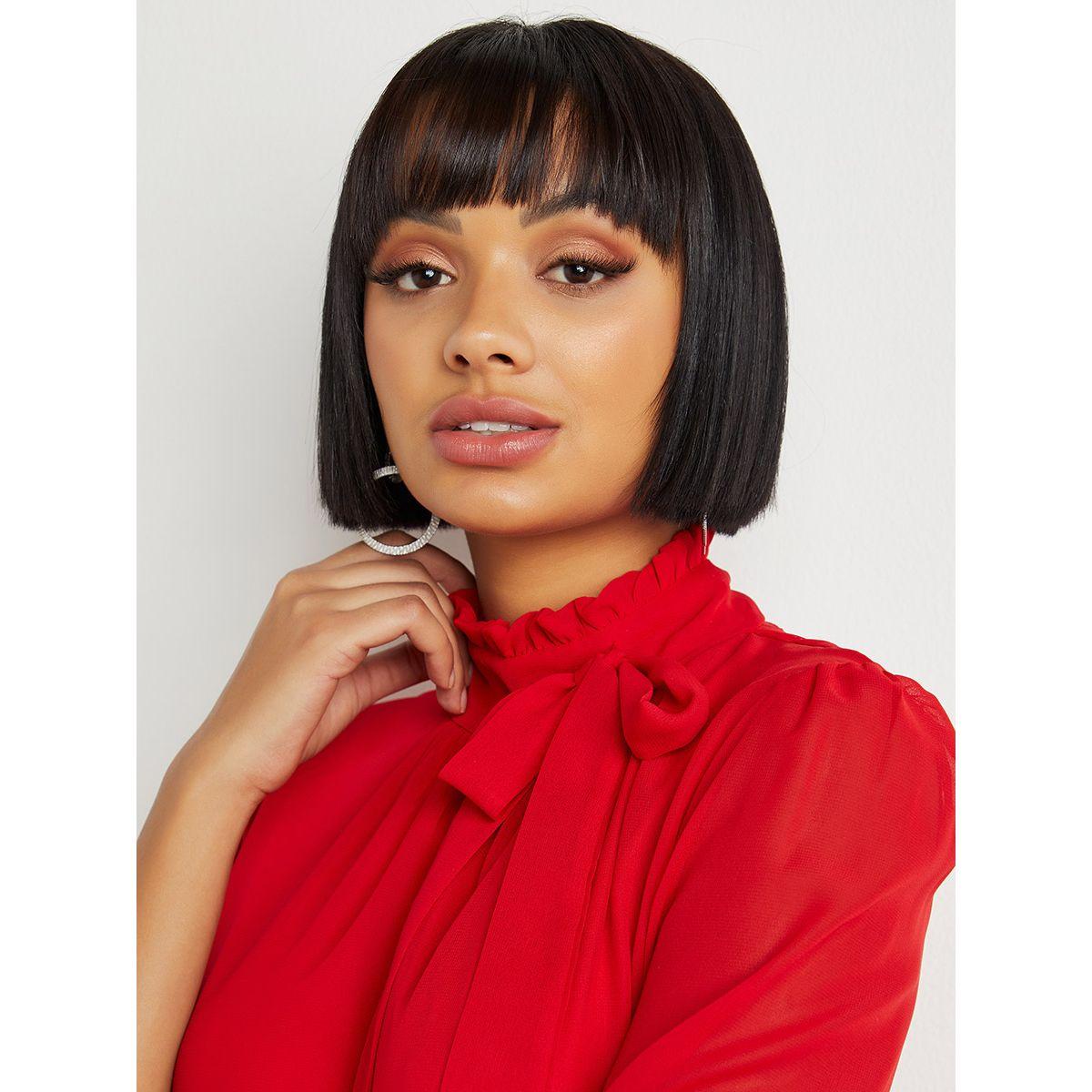 Styli High Neck Ruffle Trim Detail A-Line Maxi Dress-women-clothing-dresses-image-2