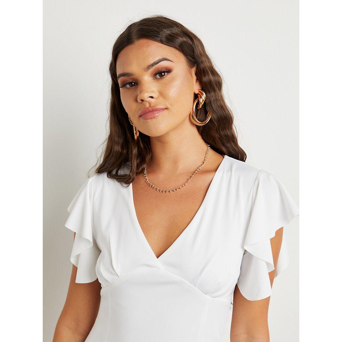 Styli Ruffled V Neck Bodycon Midi Dress-women-clothing-dresses-image-4