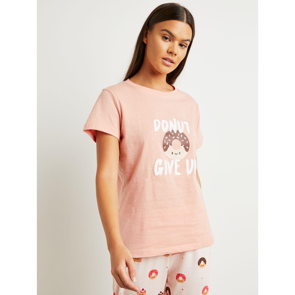 مجموعة من تيشيرت مطبوع وبنطلون بيجاما-women-clothing-nightwear-pyjamas-longsets-image-4