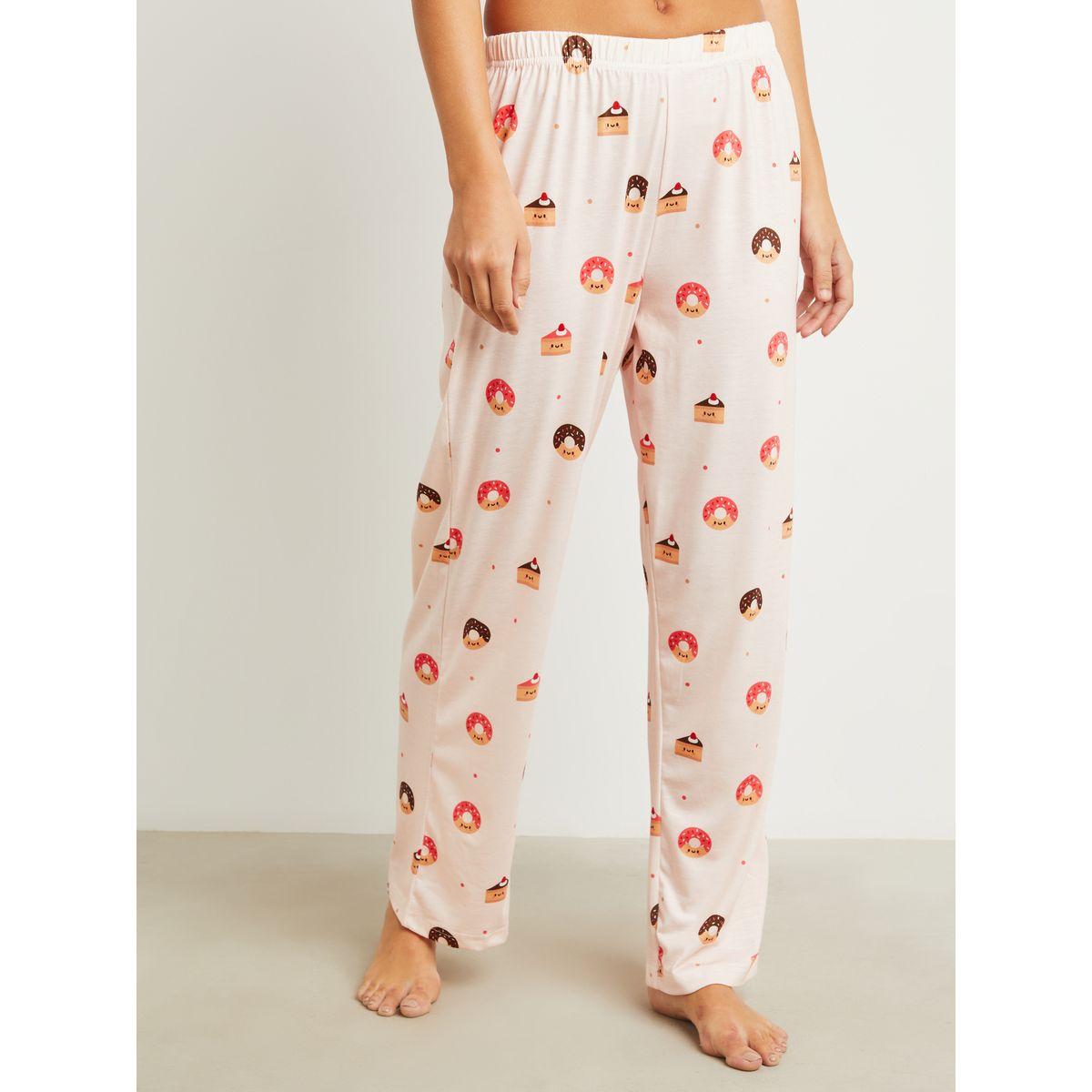 Styli Cotton Donut Give Up T-shirt and Pyjama Set-women-clothing-nightwear-pyjamas-longsets-image-5