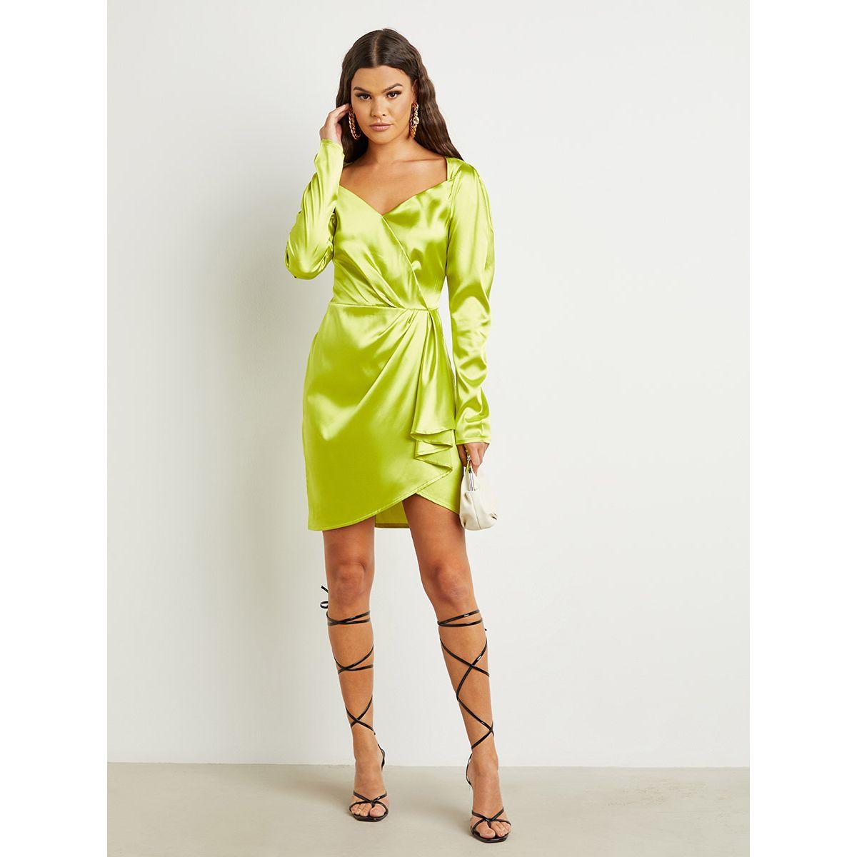 Styli Puff Sleeves Pleated Hem Bodycon Mini Dress-women-clothing-dresses-image-1