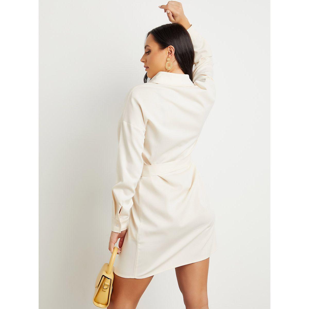 Styli Button Closure Self Tie Belt Mini Dress-women-clothing-dresses-image-3