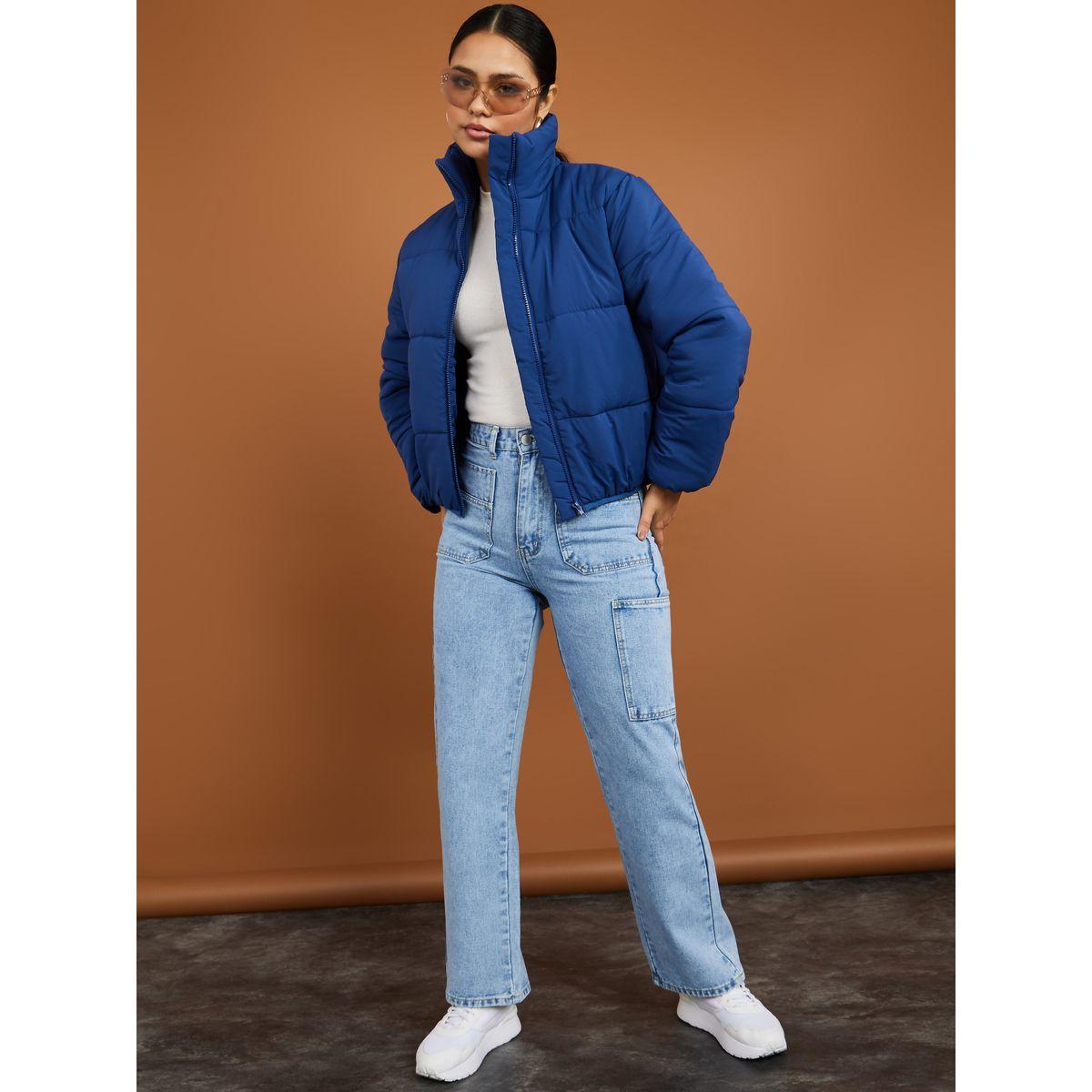 Styli Regular Length Zip Through Panelled Puffer Jacket-women-clothing-coatsandjackets-coats-image-2