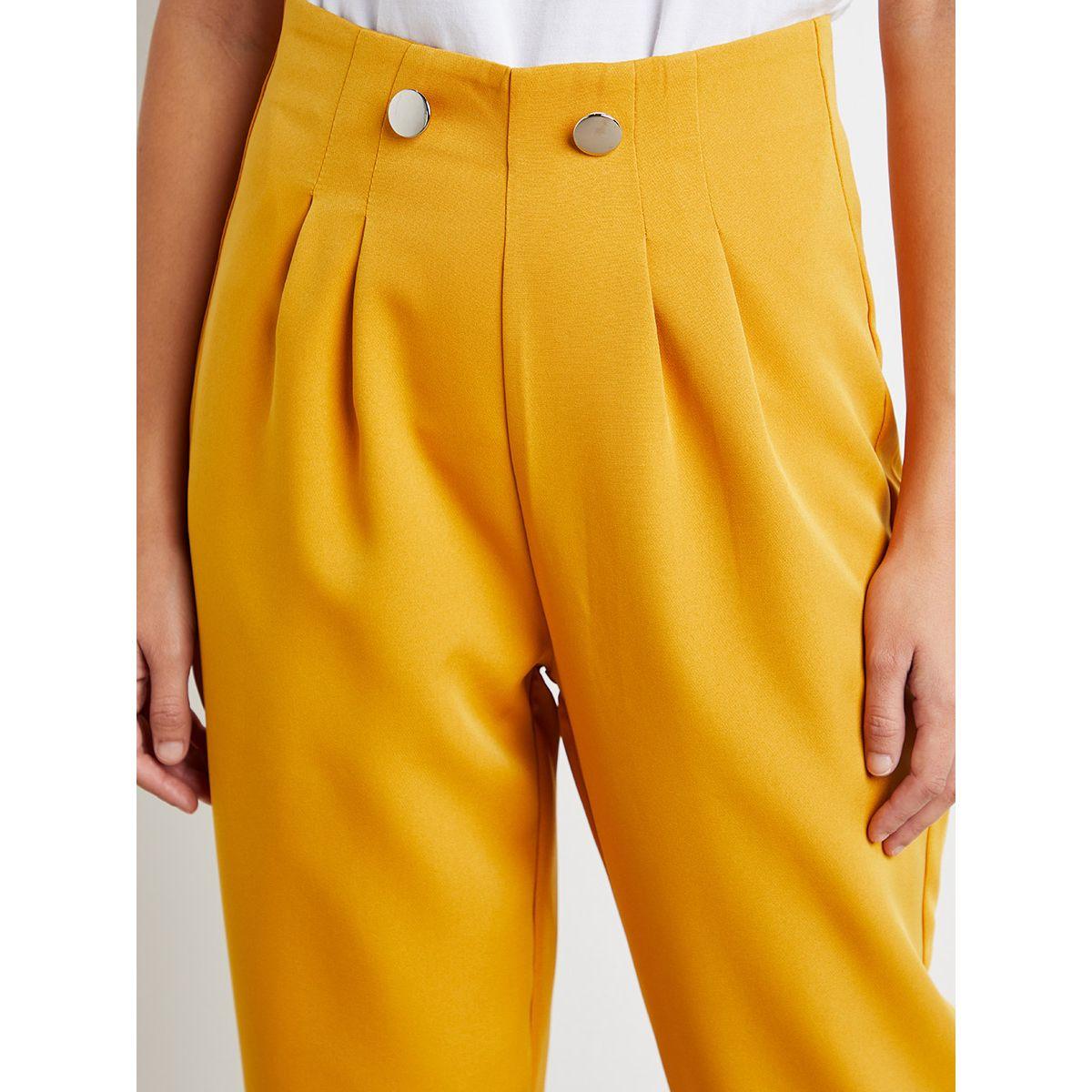 Styli Buttoned Waist Detail Trouser with Zip Closure-women-clothing-bottoms-trousers-image-4