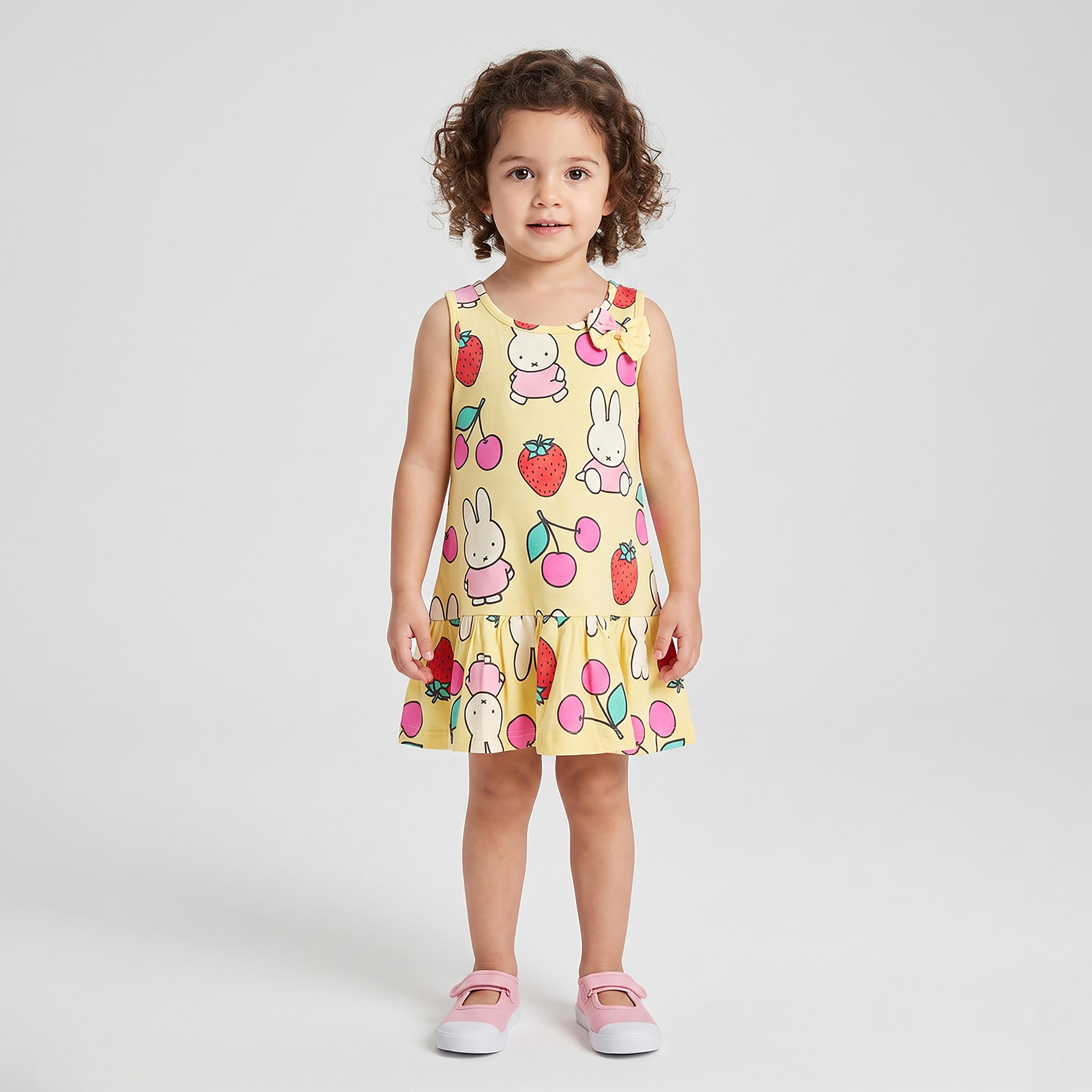 فستان صيفي بدون أكمام بطبعة أرنب وفواكه من بيبي كلو-girls-clothing-dressesandjumpsuits-image-1