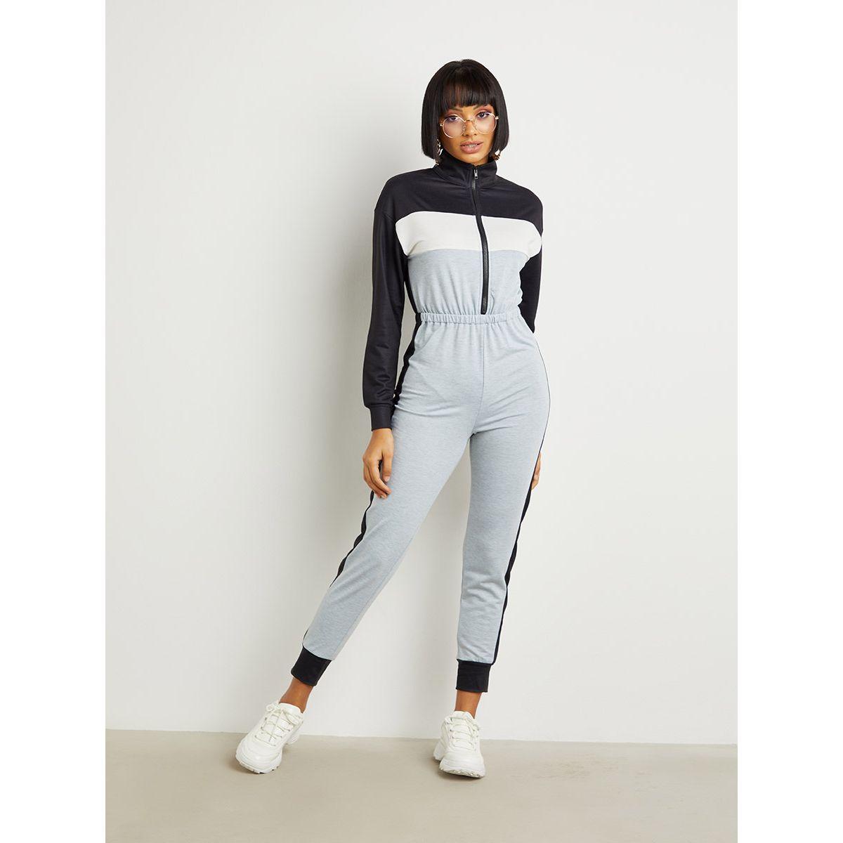 Styli Color Block High Neck Jumpsuit with Zip Closure-women-clothing-jumpsuits-image-2