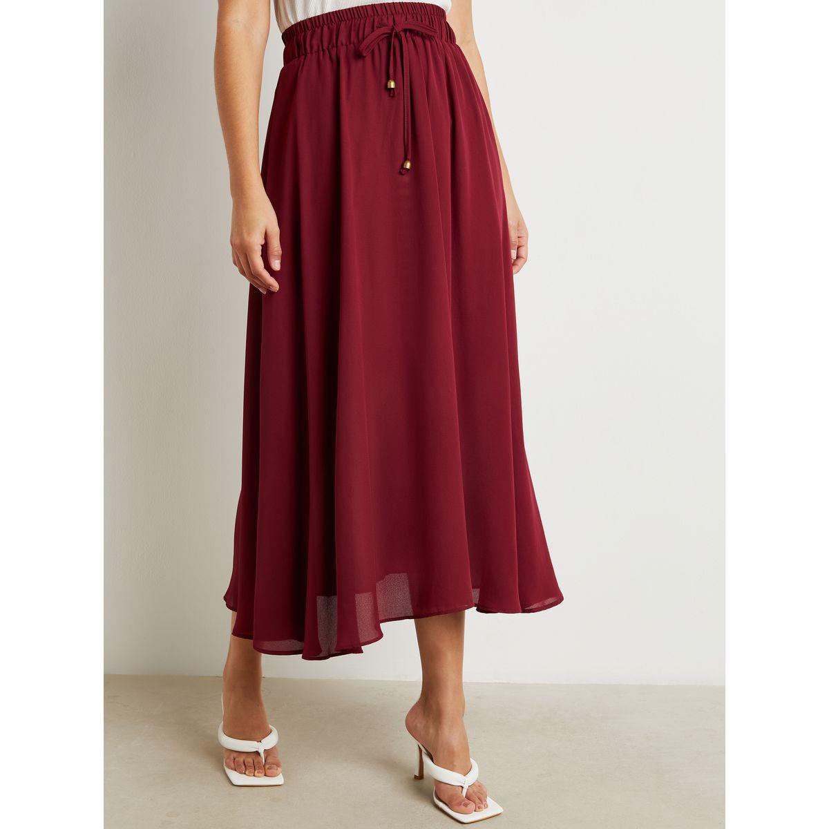 Styli Self Drawstring Waistband Detail Maxi Skirt-women-clothing-bottoms-skirts-image-1
