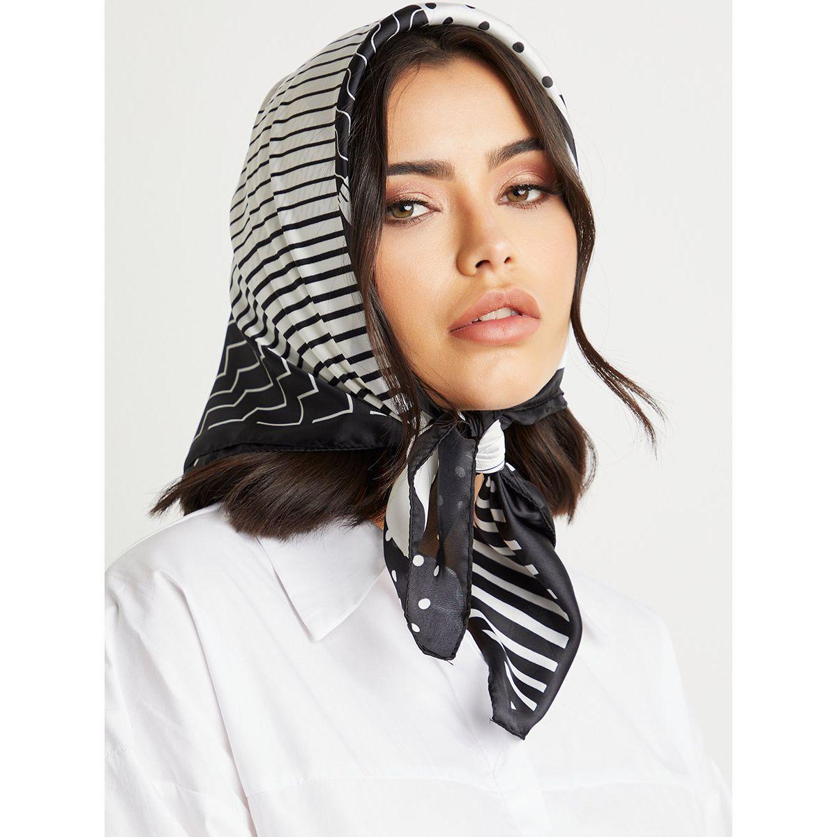 Styli Geometric Print Square Scarf-women-winterwear-scarves-image-2
