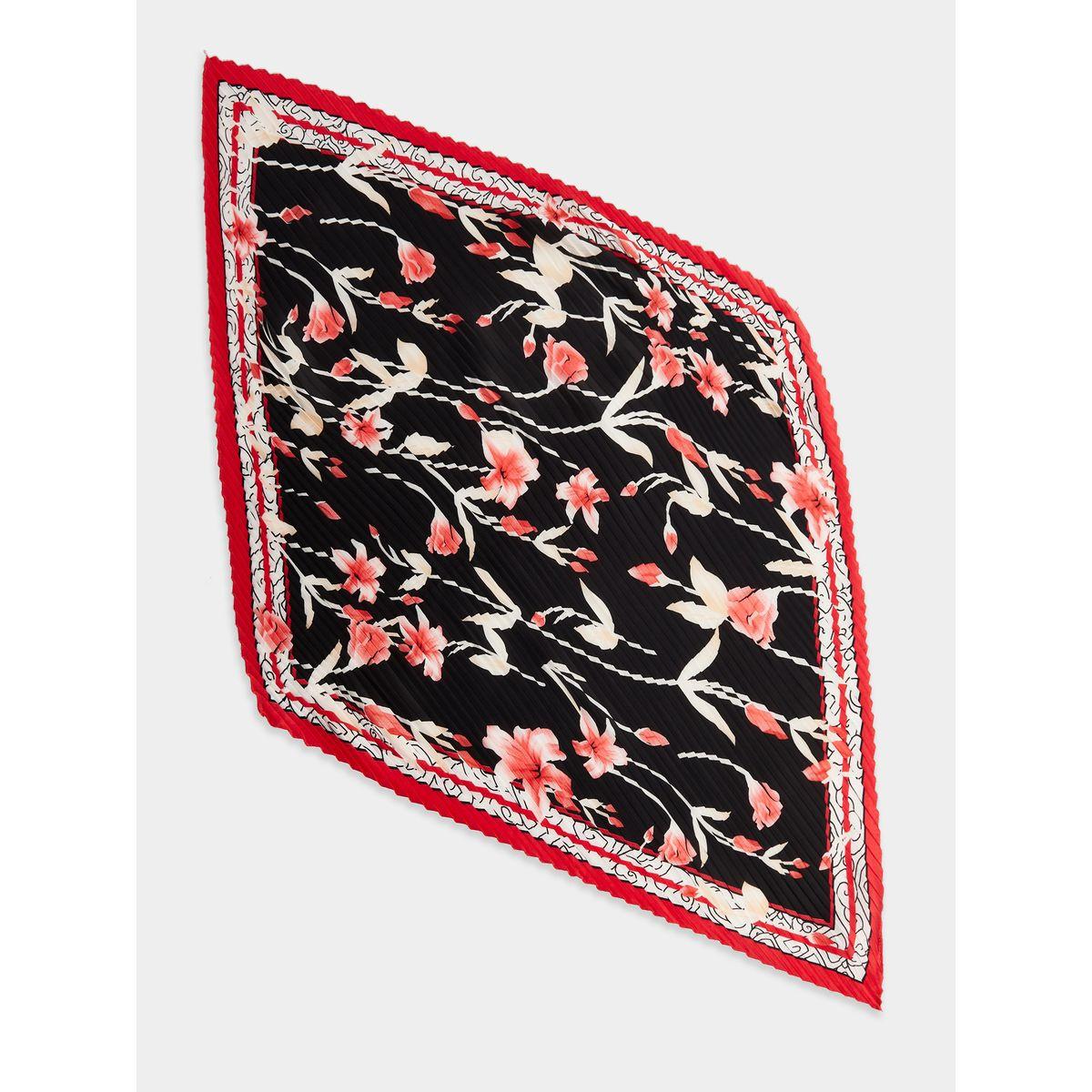 Styli Floral Print Pleated Neck Scarf-women-winterwear-scarves-image-1