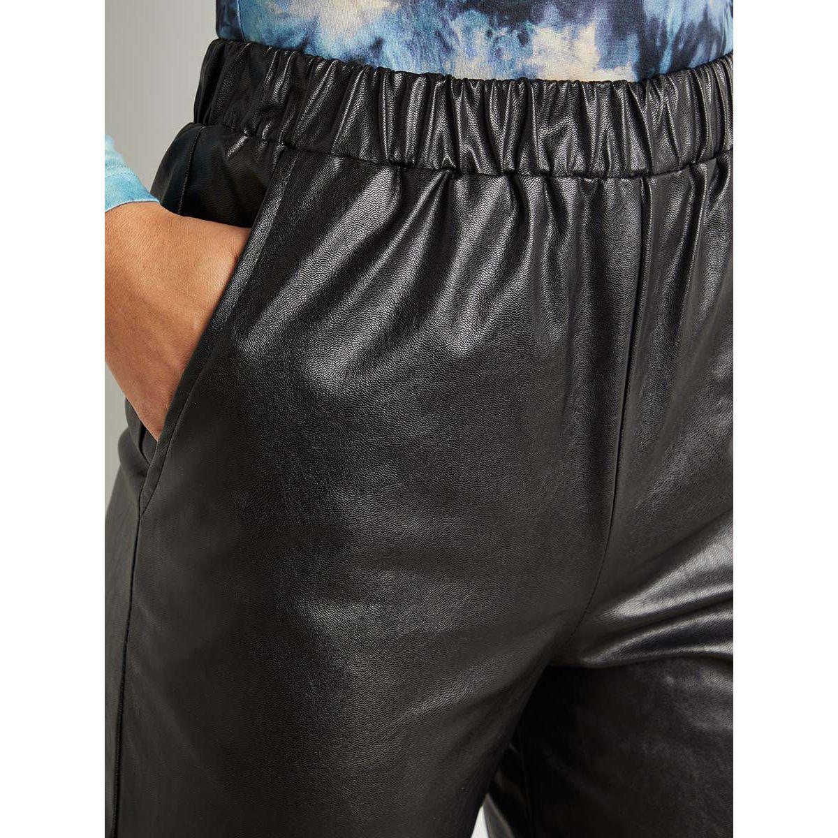 Styli PU Elastic Waist Jogger with Side Pocket Detail-women-clothing-bottoms-joggers-image-4