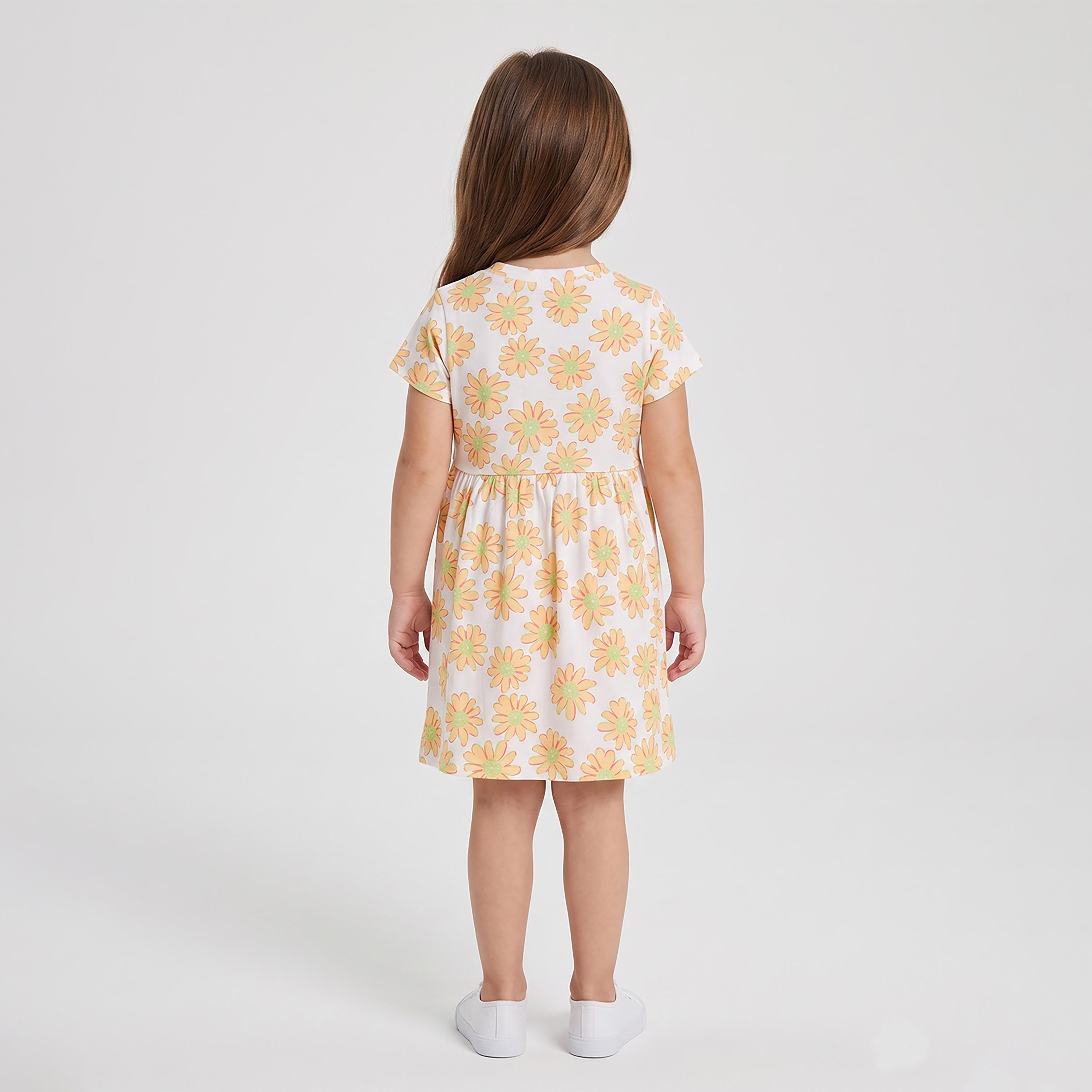 فستان صيفي بأكمام قصيرة بطبعة أزهار الأقحوان من بيبي كلو-girls-clothing-dressesandjumpsuits-image-2