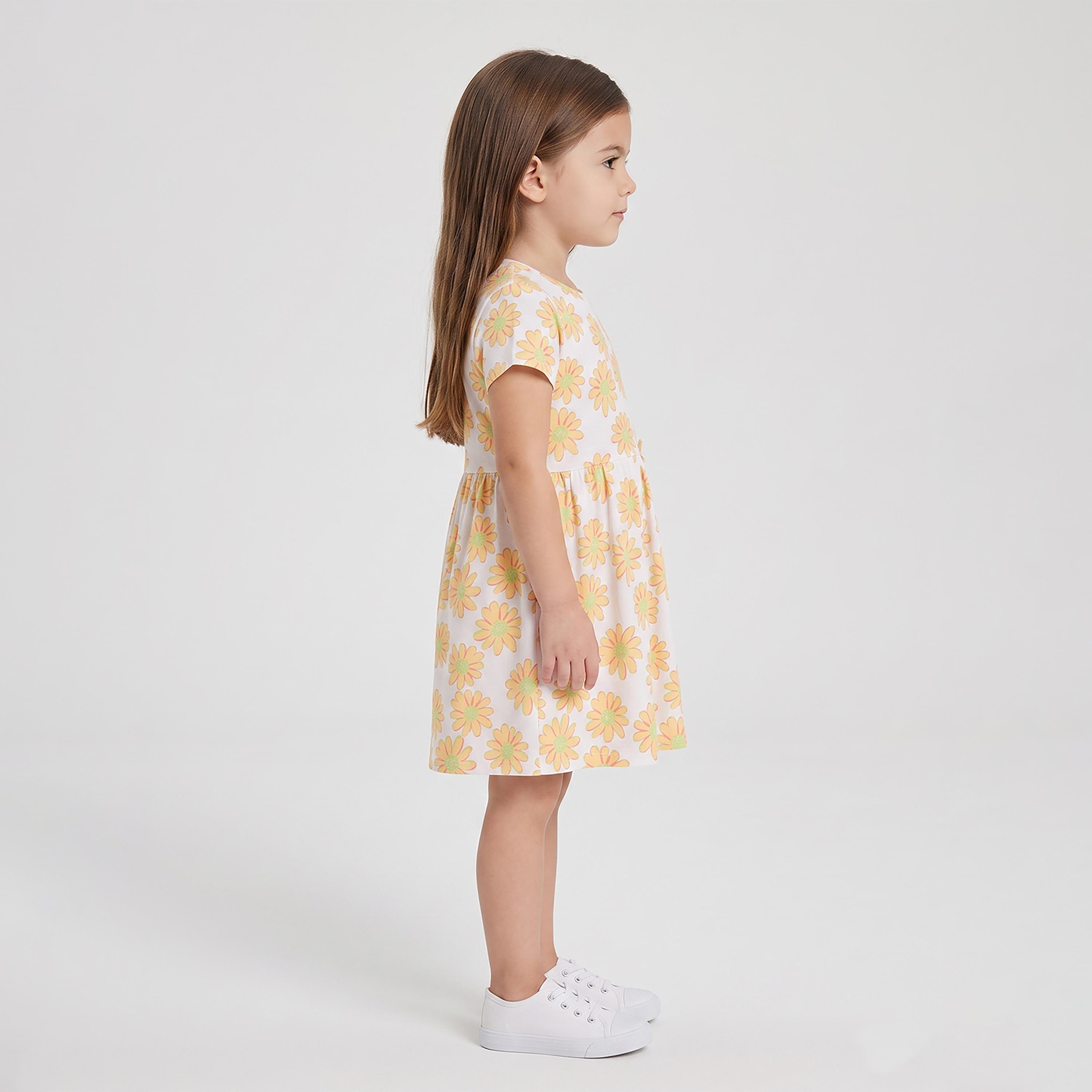 فستان صيفي بأكمام قصيرة بطبعة أزهار الأقحوان من بيبي كلو-girls-clothing-dressesandjumpsuits-image-3