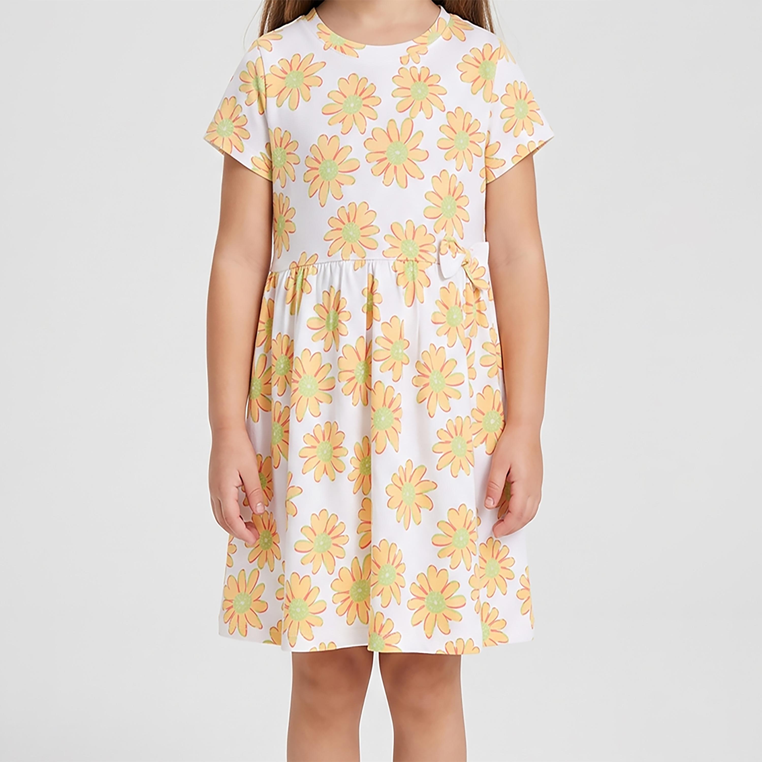 فستان صيفي بأكمام قصيرة بطبعة أزهار الأقحوان من بيبي كلو-girls-clothing-dressesandjumpsuits-image-5