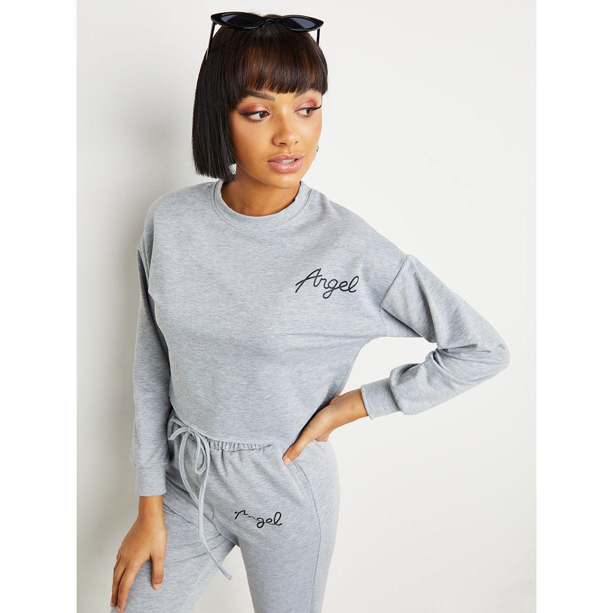 Styli Angel Slogan Print Sweatshirt and Jogger Co-Ord Set-women-clothing-coordsets-image-3