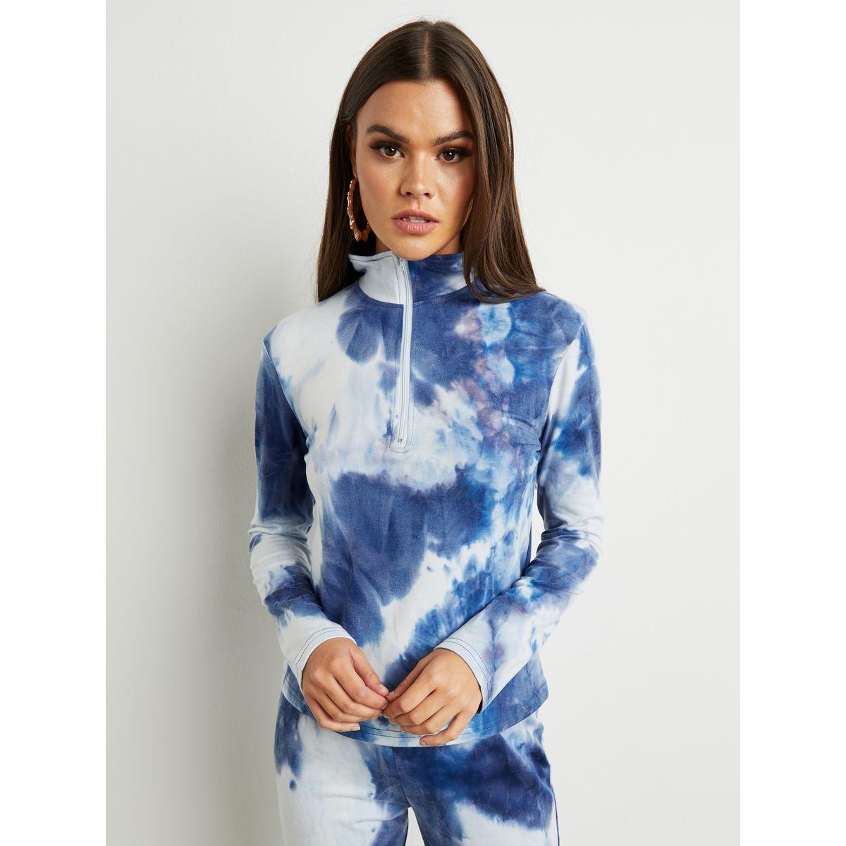 Styli Tie and Dye High Neck Top and Jogger Co-ord Set-women-clothing-coordsets-image-2