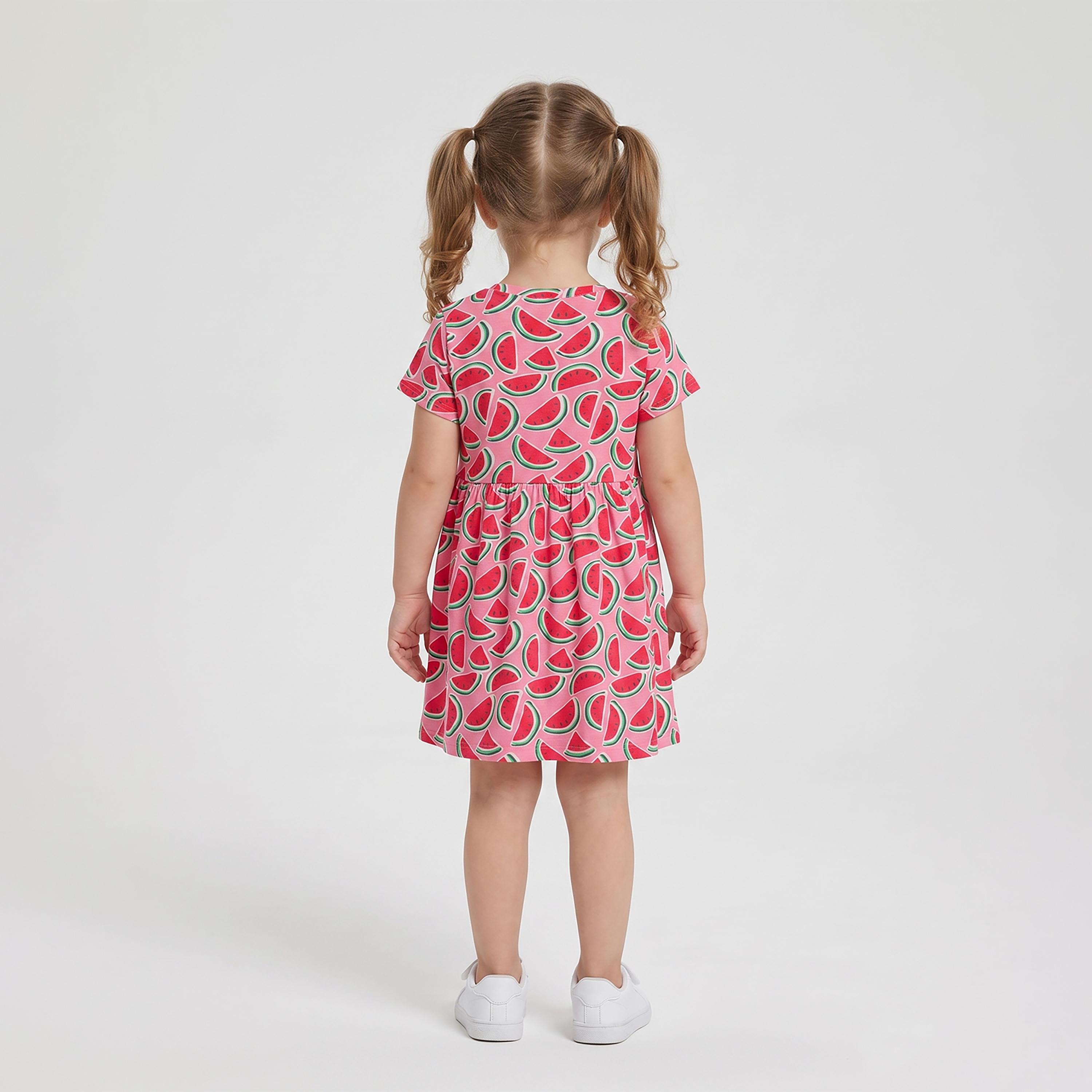 فستان كاجوال بأكمام قصيرة بطبعة بطيخ من بيبي كلو-girls-clothing-dressesandjumpsuits-image-2